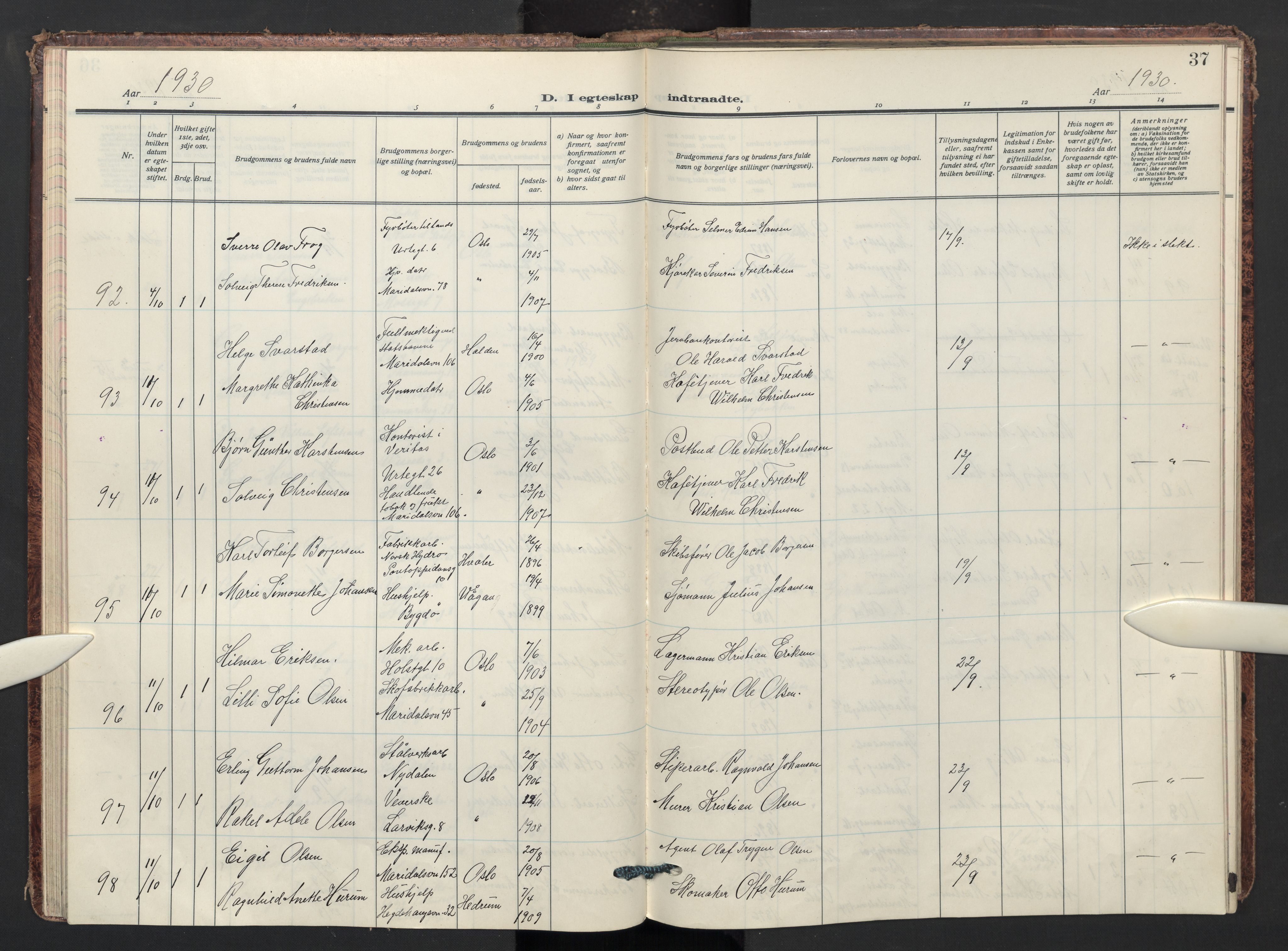 Sagene prestekontor Kirkebøker, AV/SAO-A-10796/F/L0016: Ministerialbok nr. 16, 1929-1935, s. 37