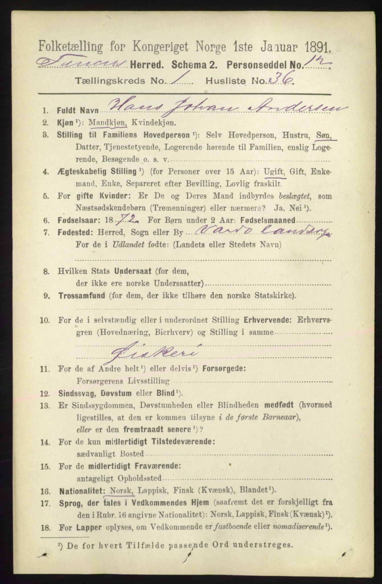 RA, Folketelling 1891 for 2025 Tana herred, 1891, s. 342