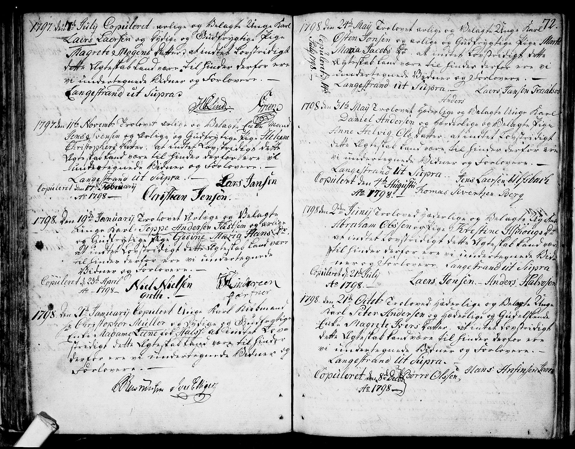 Larvik kirkebøker, SAKO/A-352/F/Fb/L0001: Ministerialbok nr. II 1, 1779-1817, s. 72