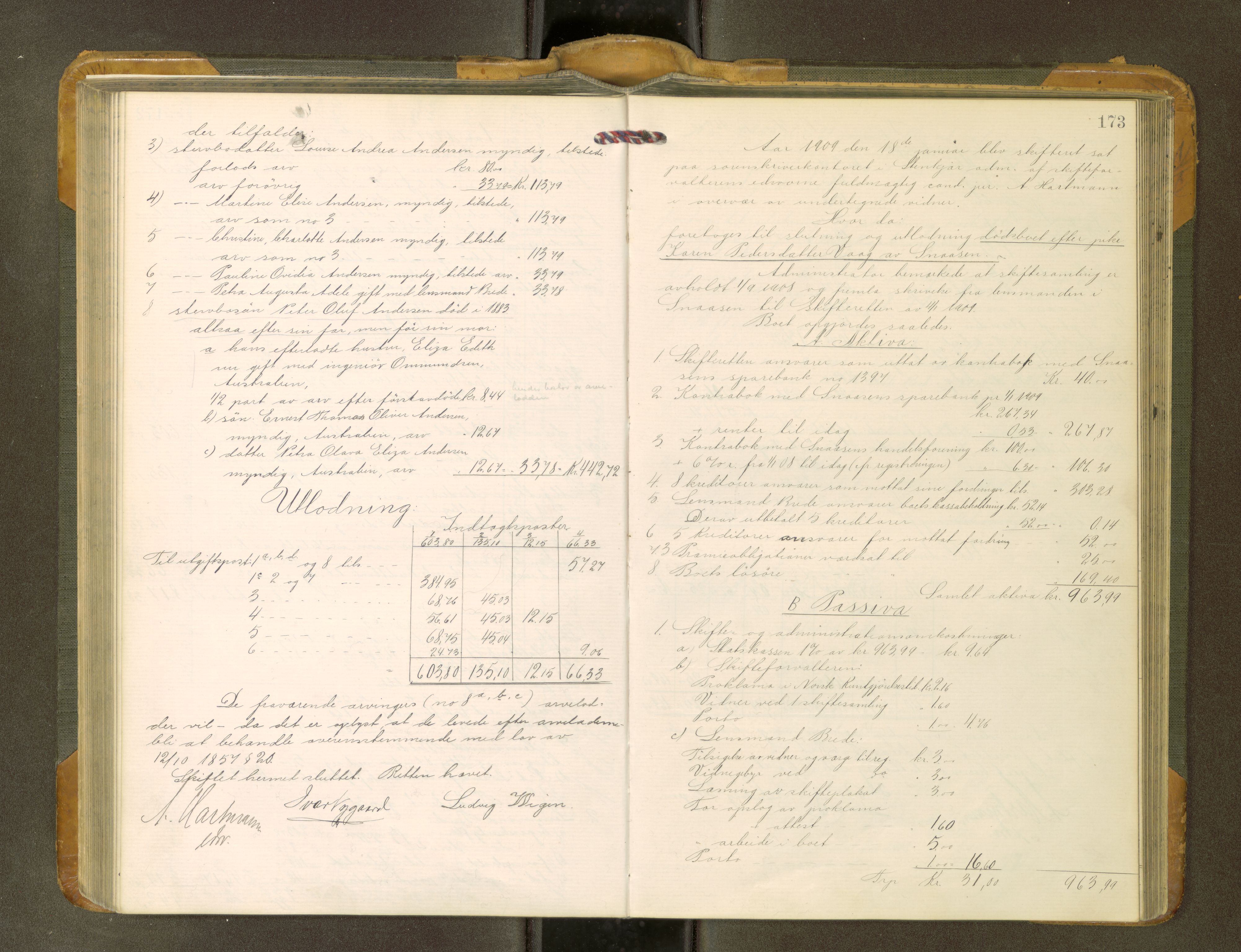 Inderøy sorenskriveri, AV/SAT-A-4147/1/3/3A/L0031: Skifteslutningsprotokoll 6, 1904-1912, s. 173