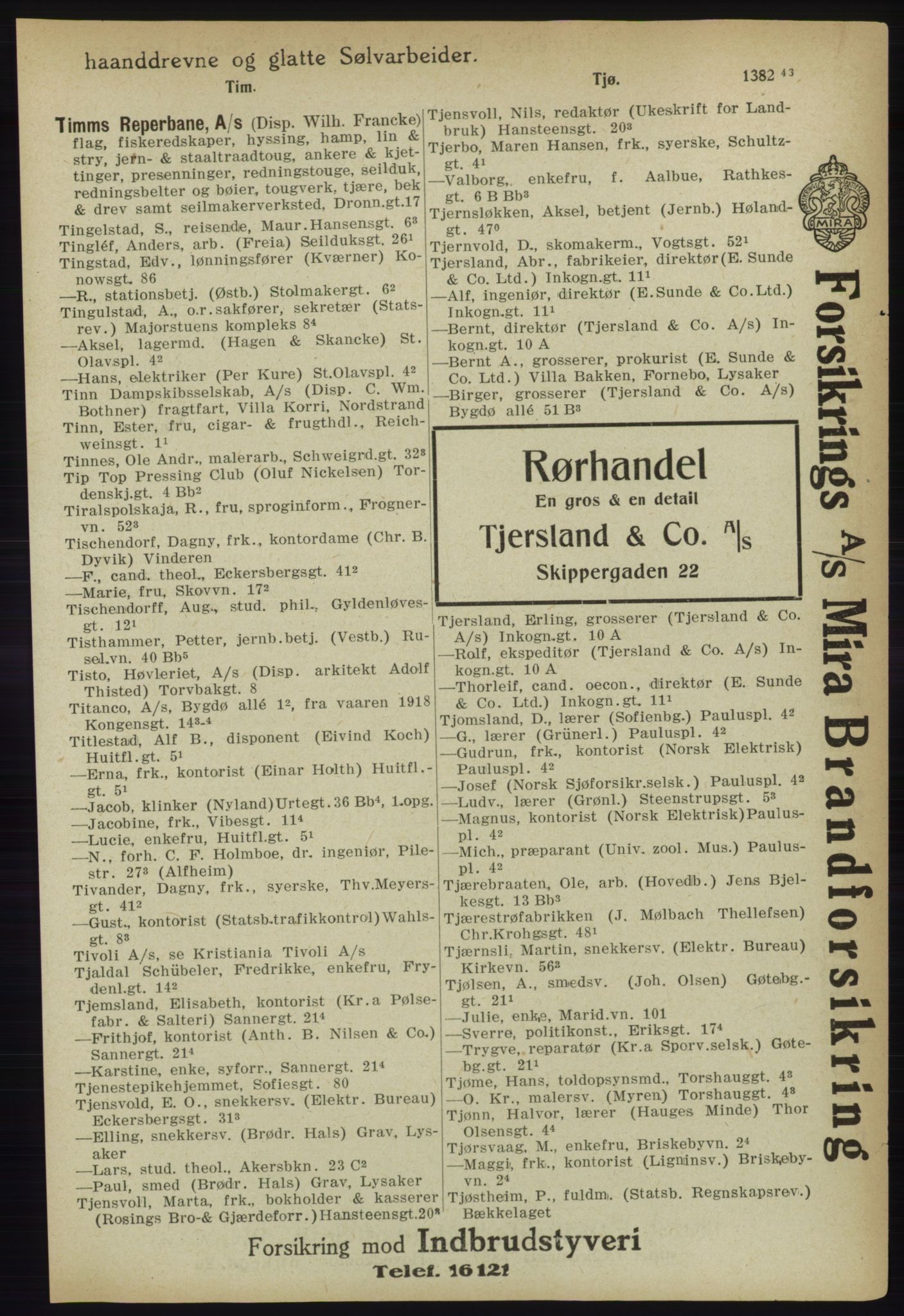 Kristiania/Oslo adressebok, PUBL/-, 1918, s. 1450