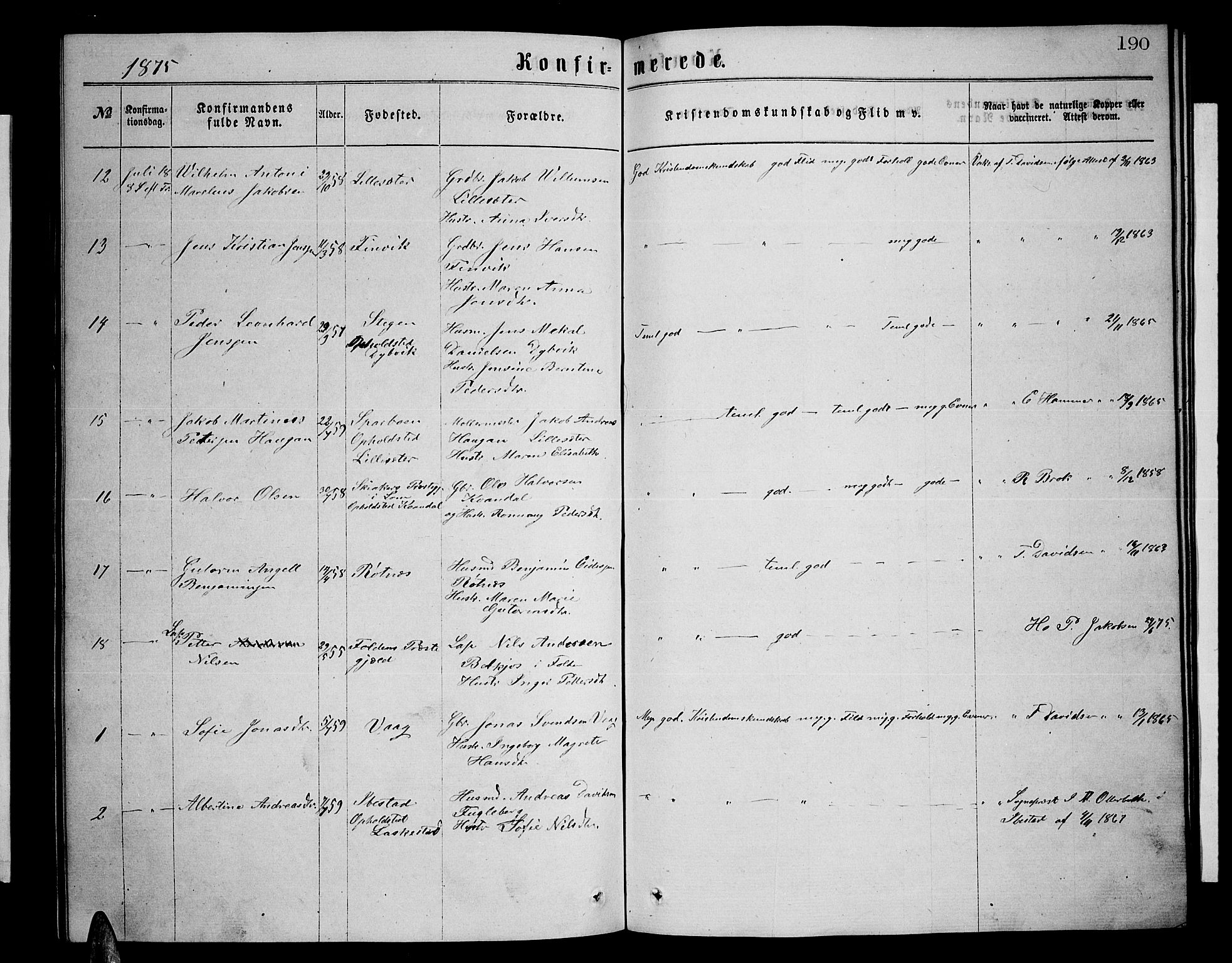 Ministerialprotokoller, klokkerbøker og fødselsregistre - Nordland, AV/SAT-A-1459/855/L0815: Klokkerbok nr. 855C04, 1865-1878, s. 190