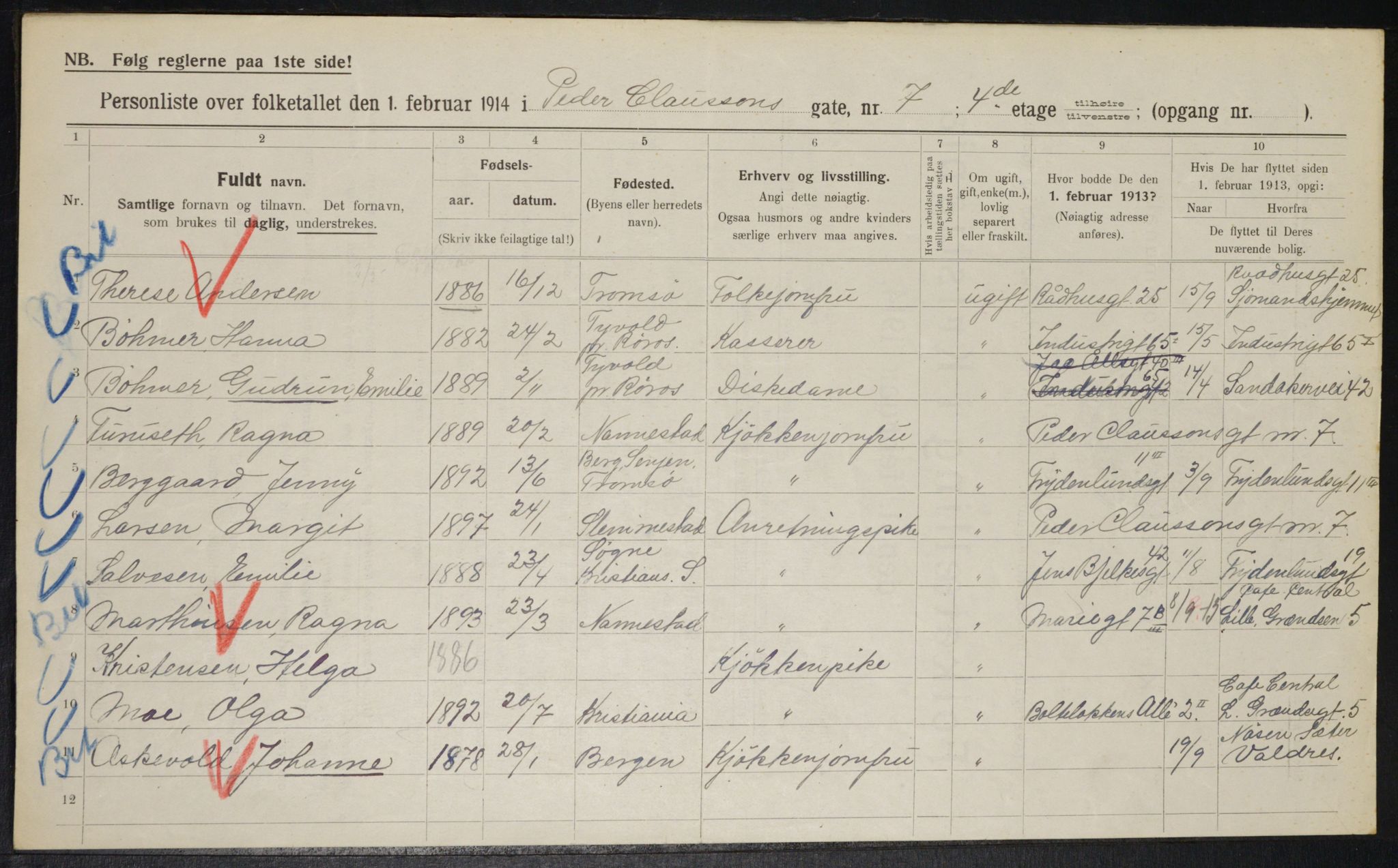 OBA, Kommunal folketelling 1.2.1914 for Kristiania, 1914, s. 78854