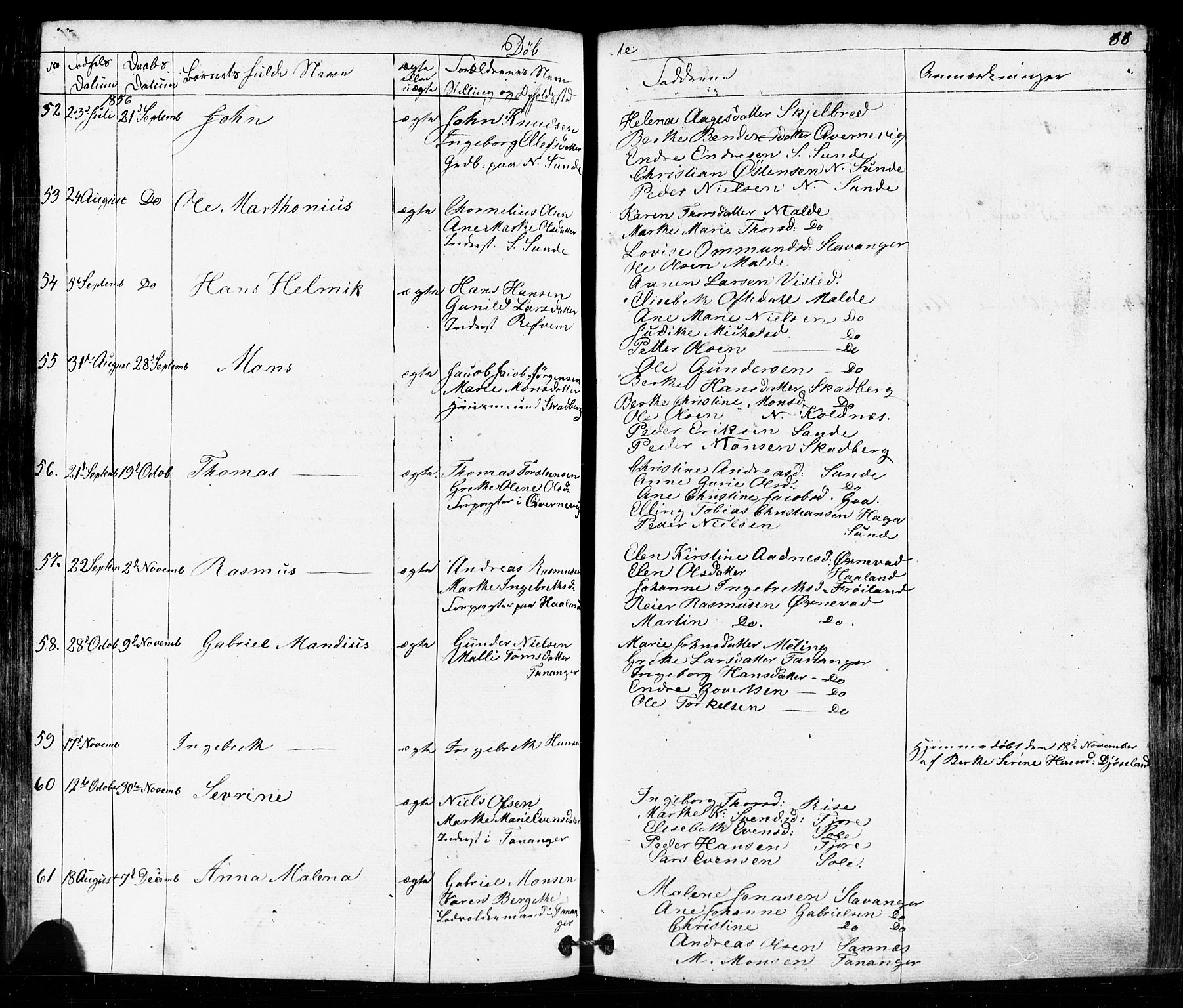 Håland sokneprestkontor, AV/SAST-A-101802/001/30BB/L0002: Klokkerbok nr. B 2, 1845-1872, s. 88