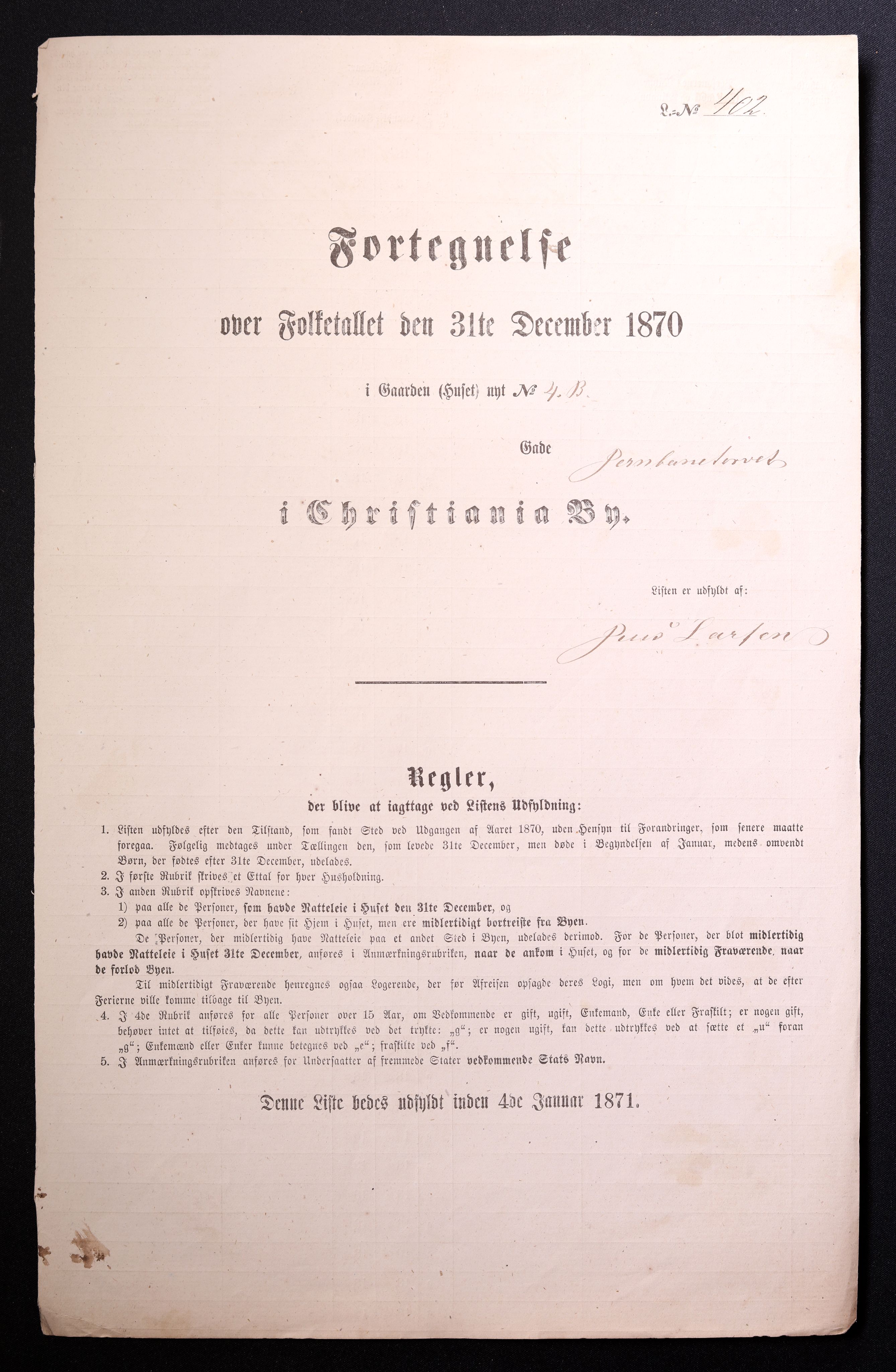 RA, Folketelling 1870 for 0301 Kristiania kjøpstad, 1870, s. 1354