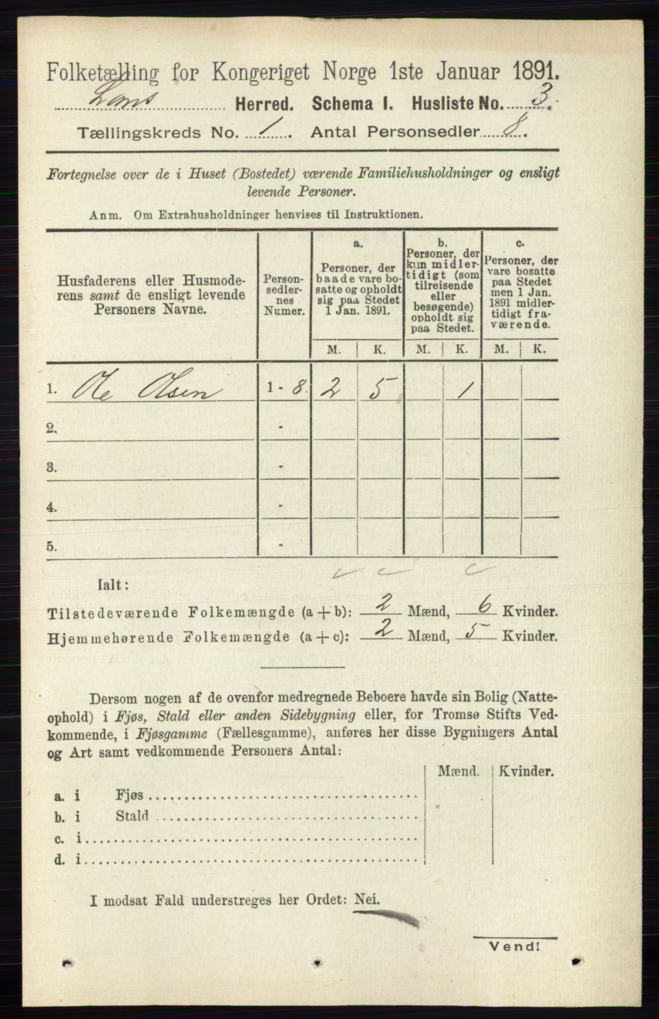 RA, Folketelling 1891 for 0514 Lom herred, 1891, s. 24