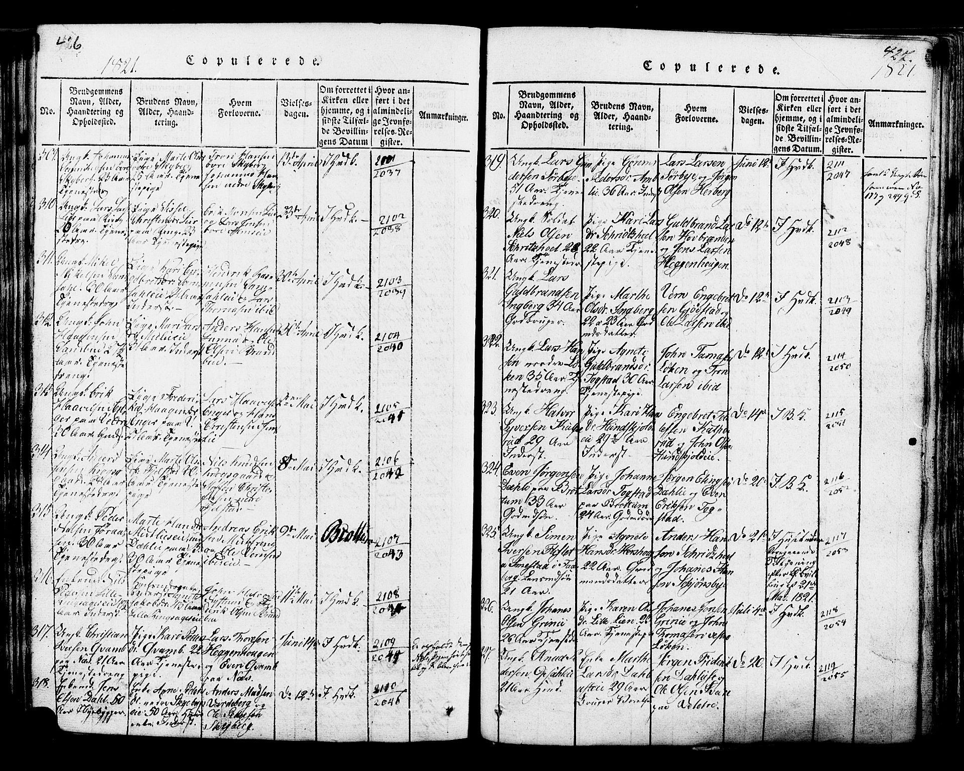 Ringsaker prestekontor, AV/SAH-PREST-014/K/Ka/L0005: Ministerialbok nr. 5, 1814-1826, s. 426-427