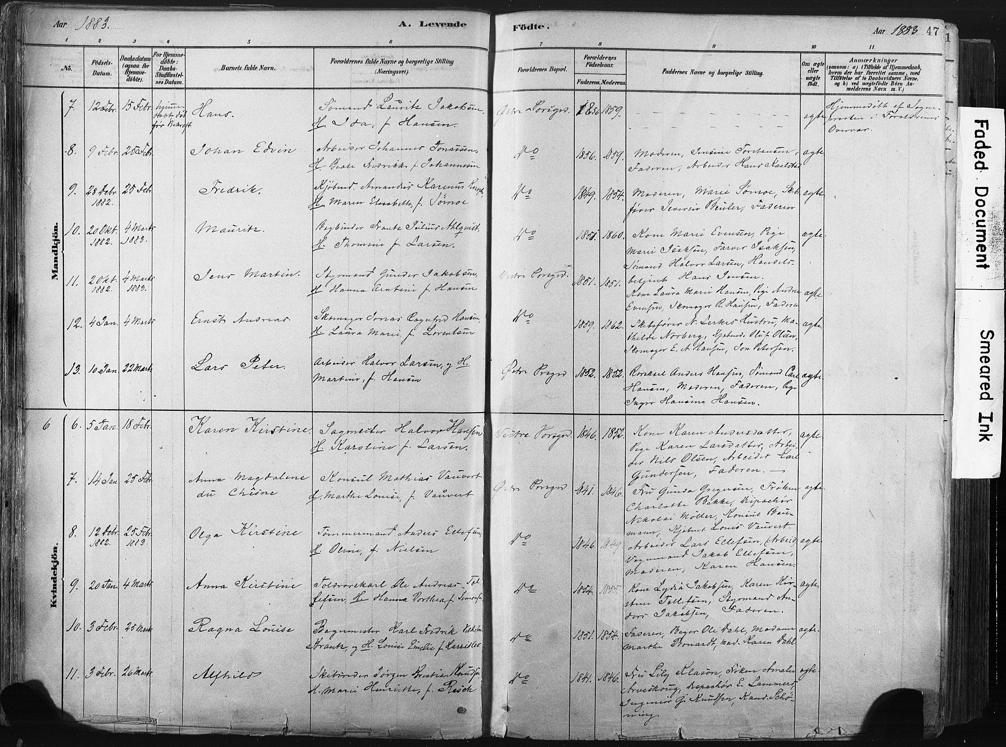 Porsgrunn kirkebøker , AV/SAKO-A-104/F/Fa/L0008: Ministerialbok nr. 8, 1878-1895, s. 47