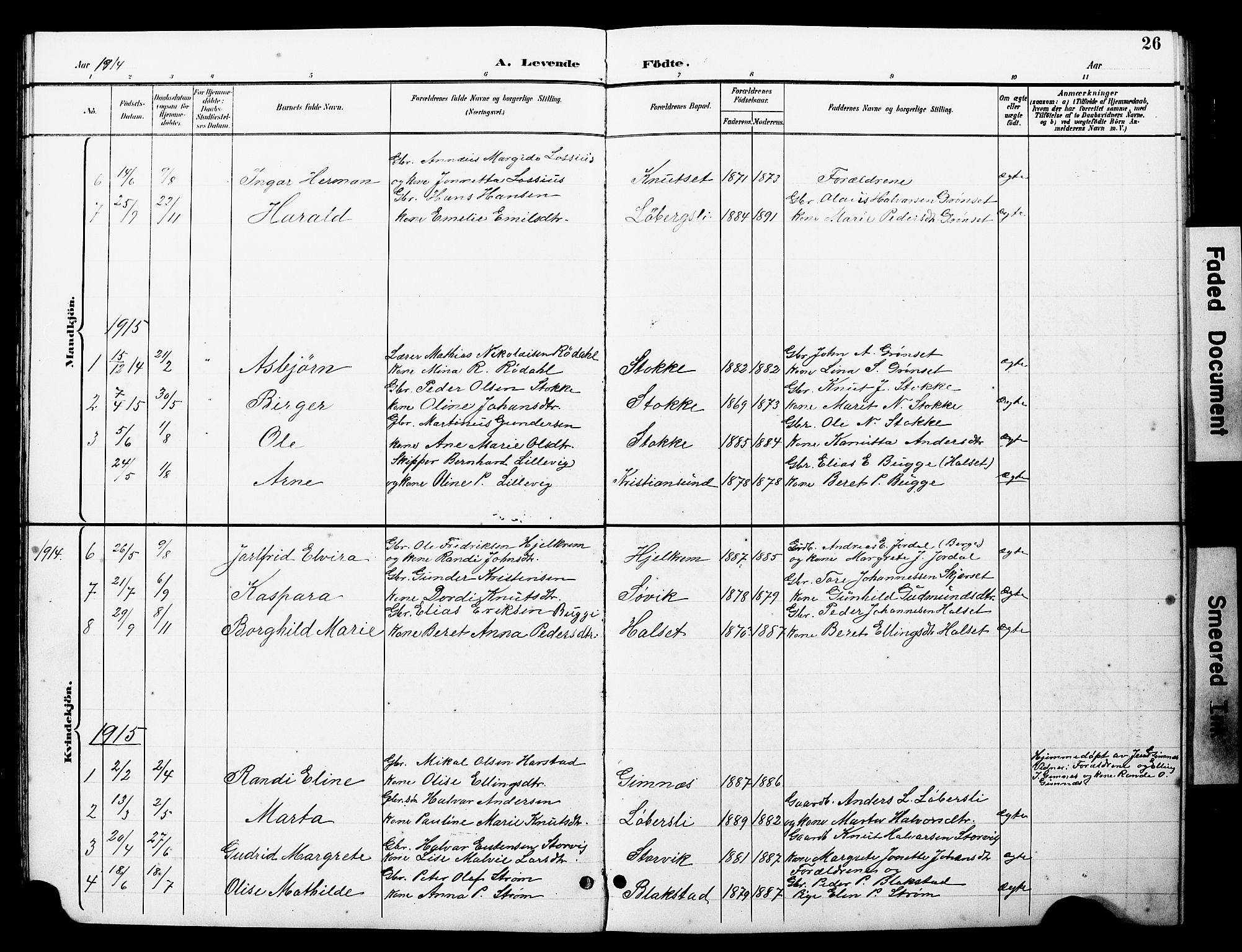 Ministerialprotokoller, klokkerbøker og fødselsregistre - Møre og Romsdal, SAT/A-1454/585/L0973: Klokkerbok nr. 585C01, 1893-1930, s. 26