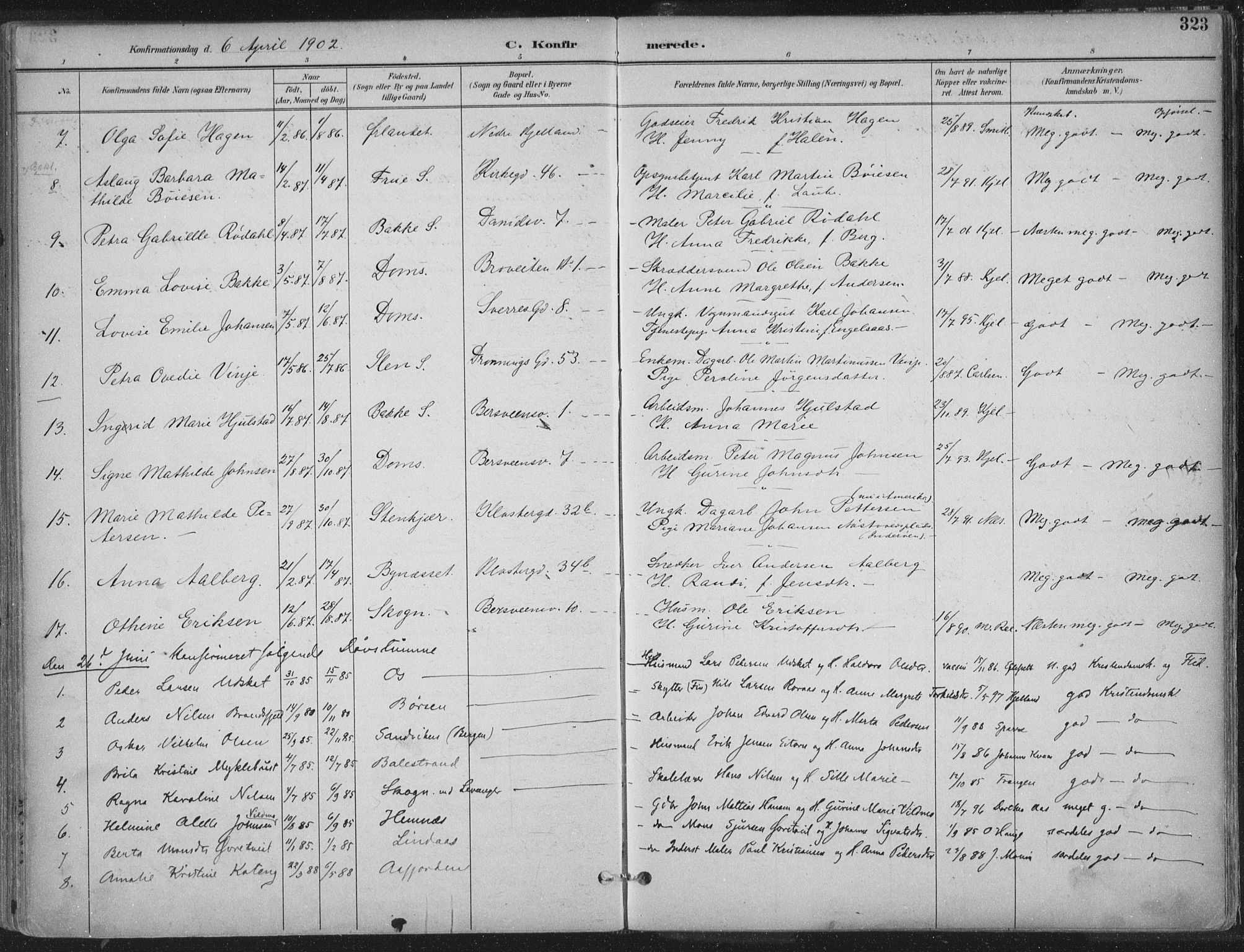 Ministerialprotokoller, klokkerbøker og fødselsregistre - Sør-Trøndelag, SAT/A-1456/601/L0062: Ministerialbok nr. 601A30, 1891-1911, s. 323
