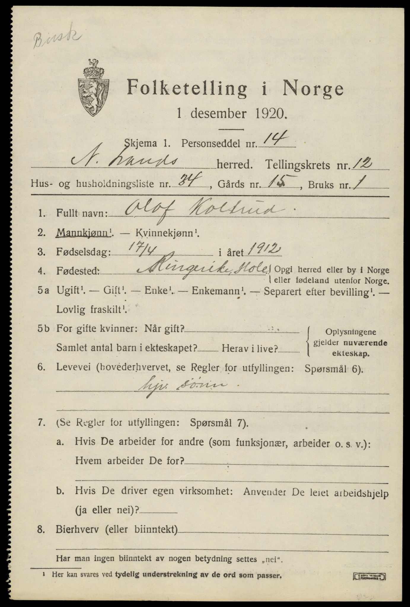 SAH, Folketelling 1920 for 0538 Nordre Land herred, 1920, s. 6242
