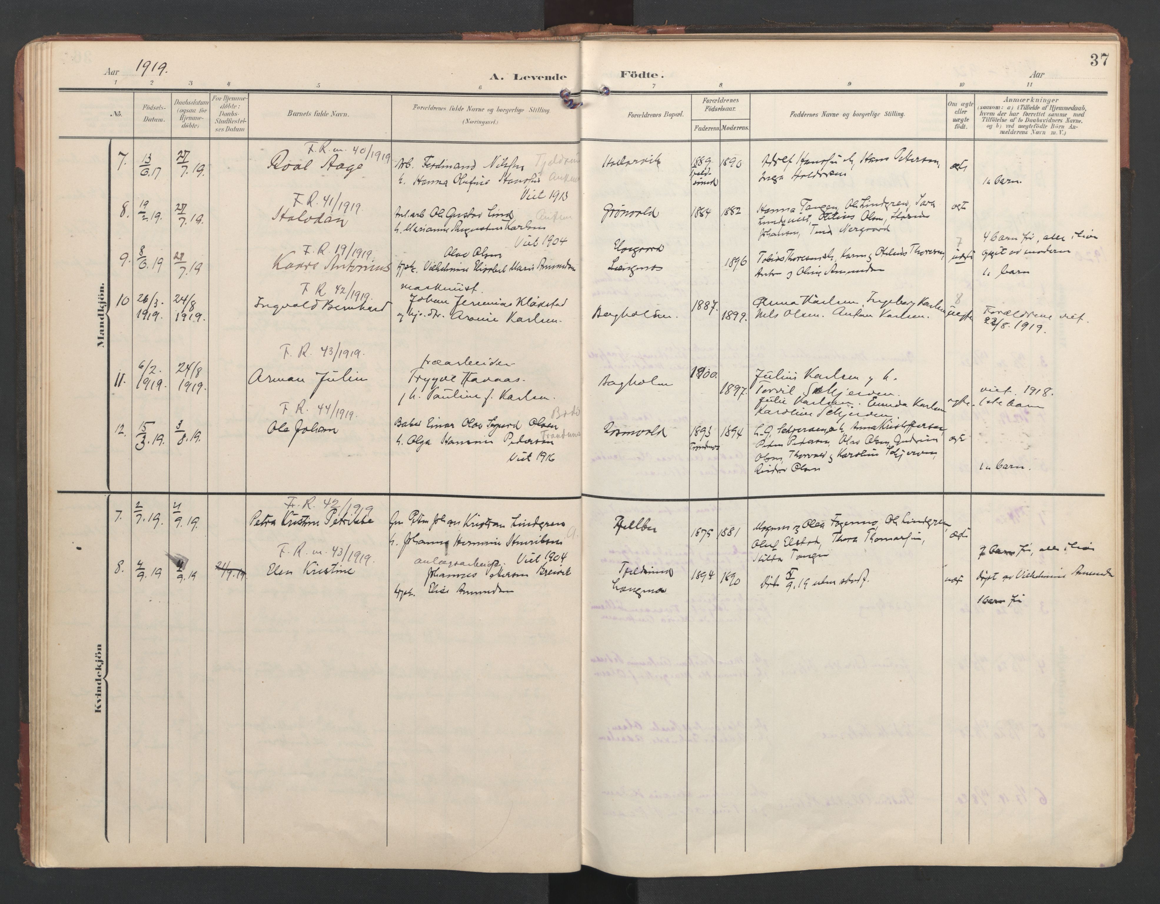 Ministerialprotokoller, klokkerbøker og fødselsregistre - Nordland, AV/SAT-A-1459/867/L0966: Klokkerbok nr. 867C01, 1904-1952, s. 37