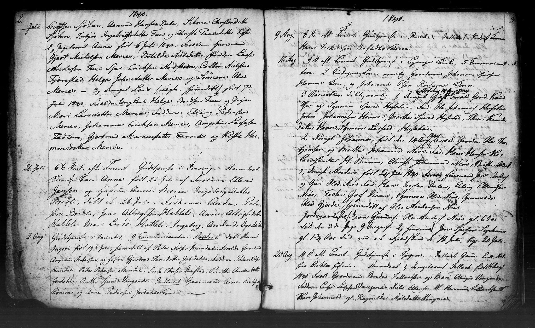 Leikanger sokneprestembete, SAB/A-81001: Residerende kapellans bok nr. A 2, 1840-1847, s. 2-3