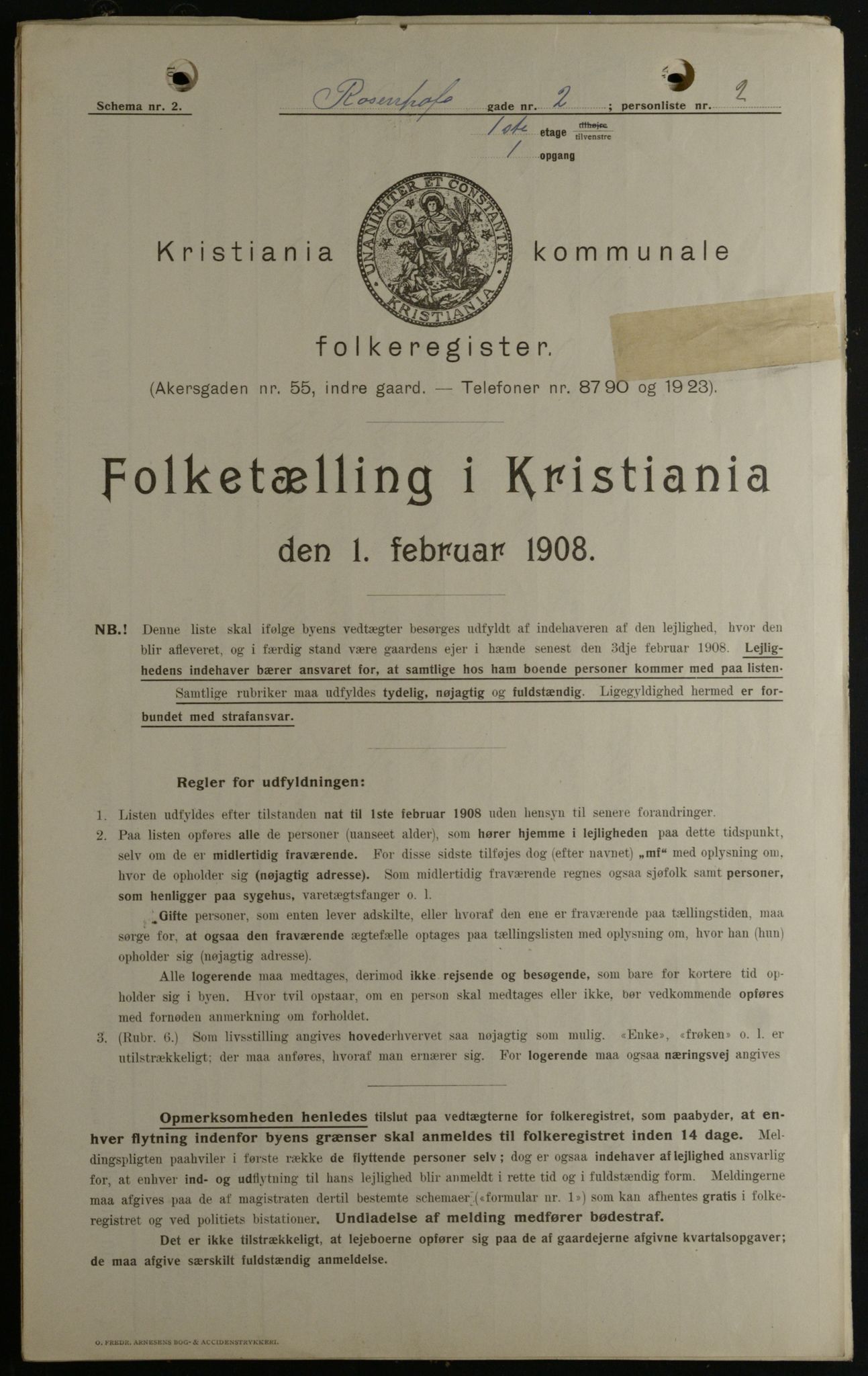 OBA, Kommunal folketelling 1.2.1908 for Kristiania kjøpstad, 1908, s. 75190