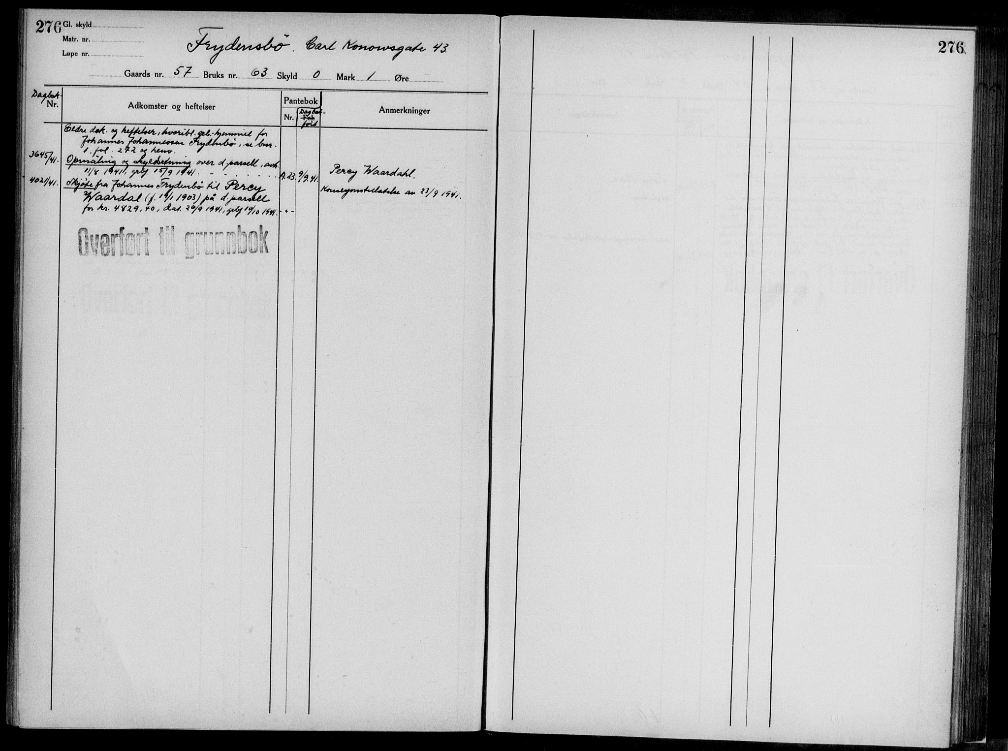 Midhordland sorenskriveri, AV/SAB-A-3001/1/G/Ga/Gab/L0117: Panteregister nr. II.A.b.117, s. 276