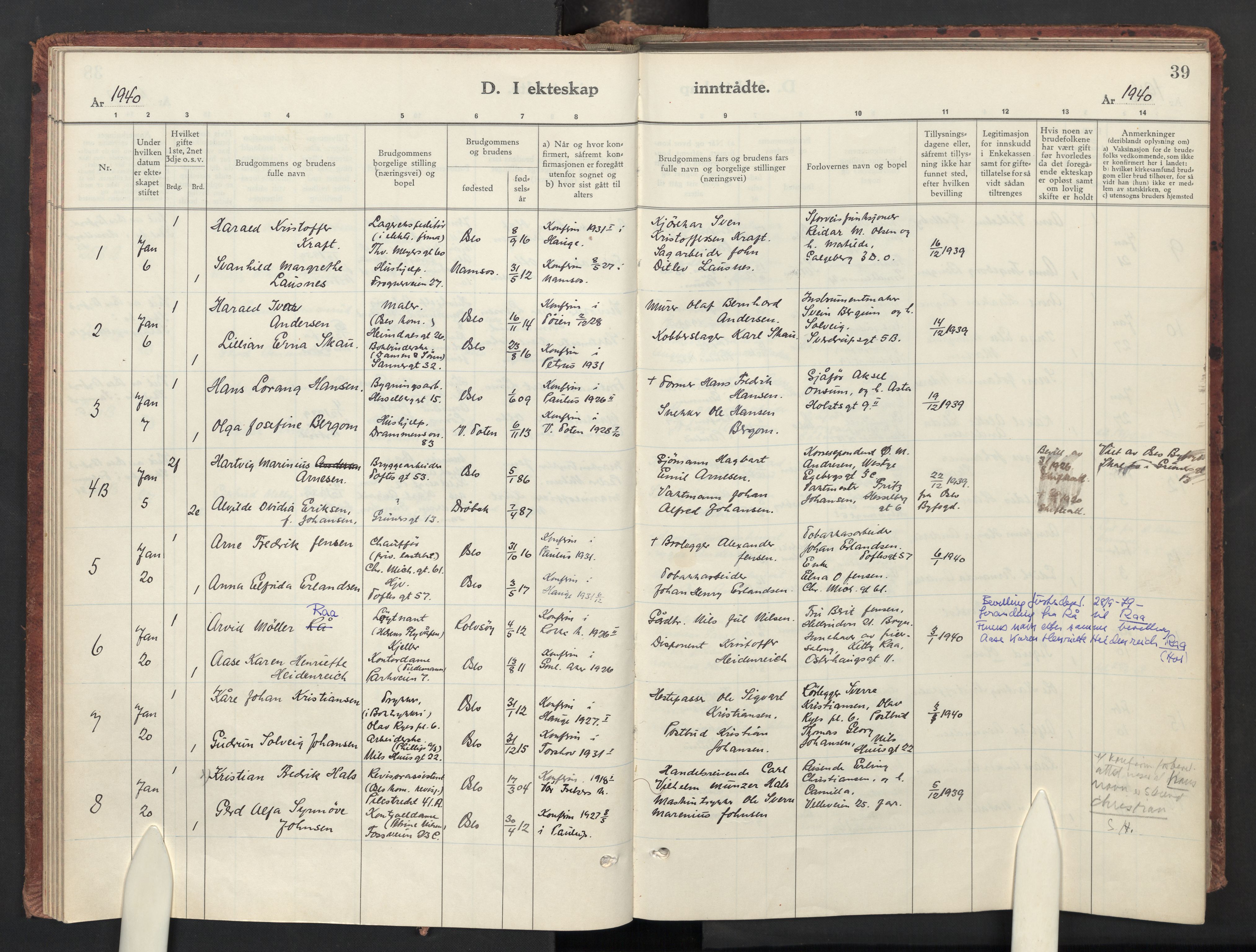 Paulus prestekontor Kirkebøker, AV/SAO-A-10871/F/Fa/L0031: Ministerialbok nr. 31, 1938-1948, s. 39