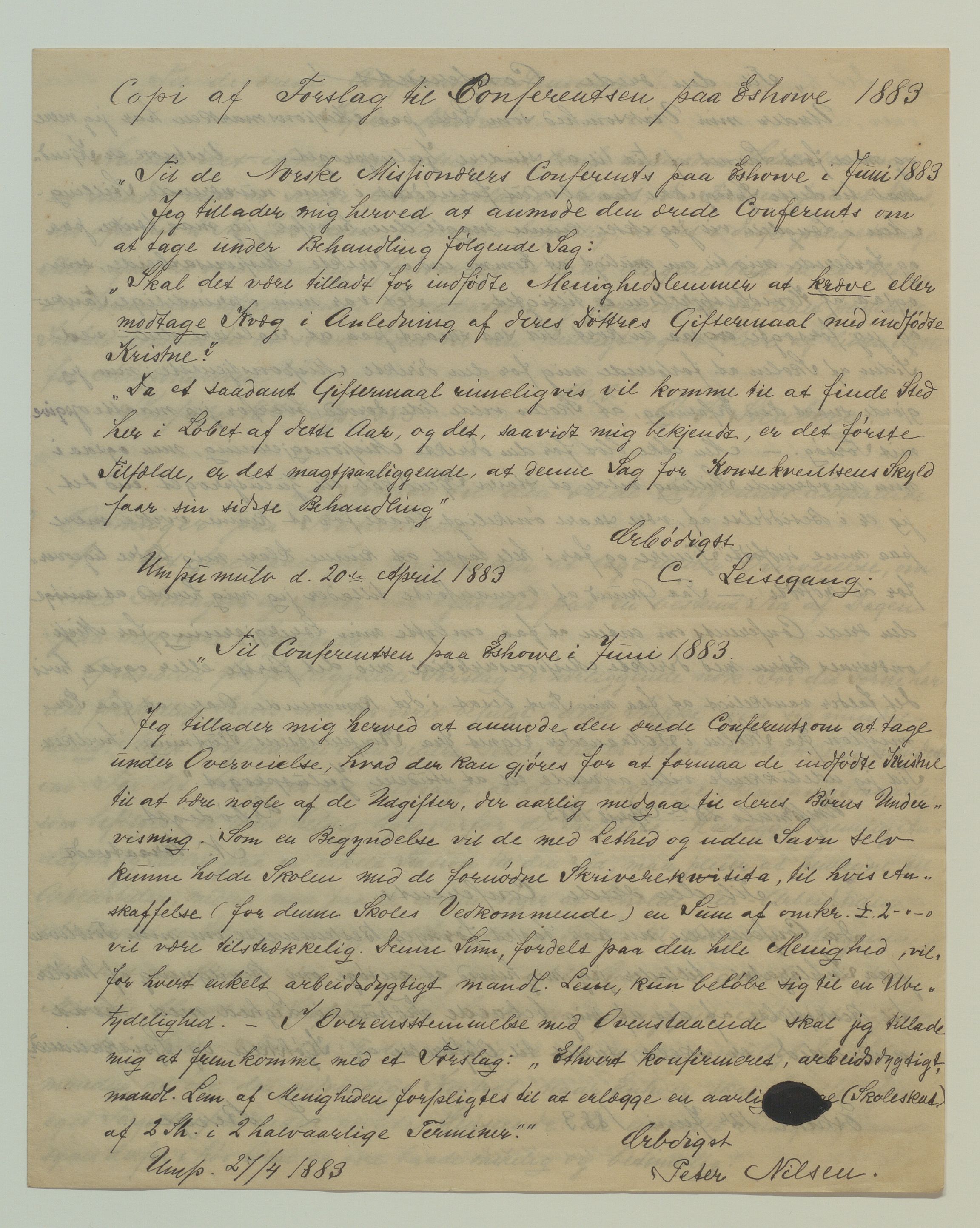 Det Norske Misjonsselskap - hovedadministrasjonen, VID/MA-A-1045/D/Da/Daa/L0036/0005: Konferansereferat og årsberetninger / Konferansereferat fra Sør-Afrika., 1883