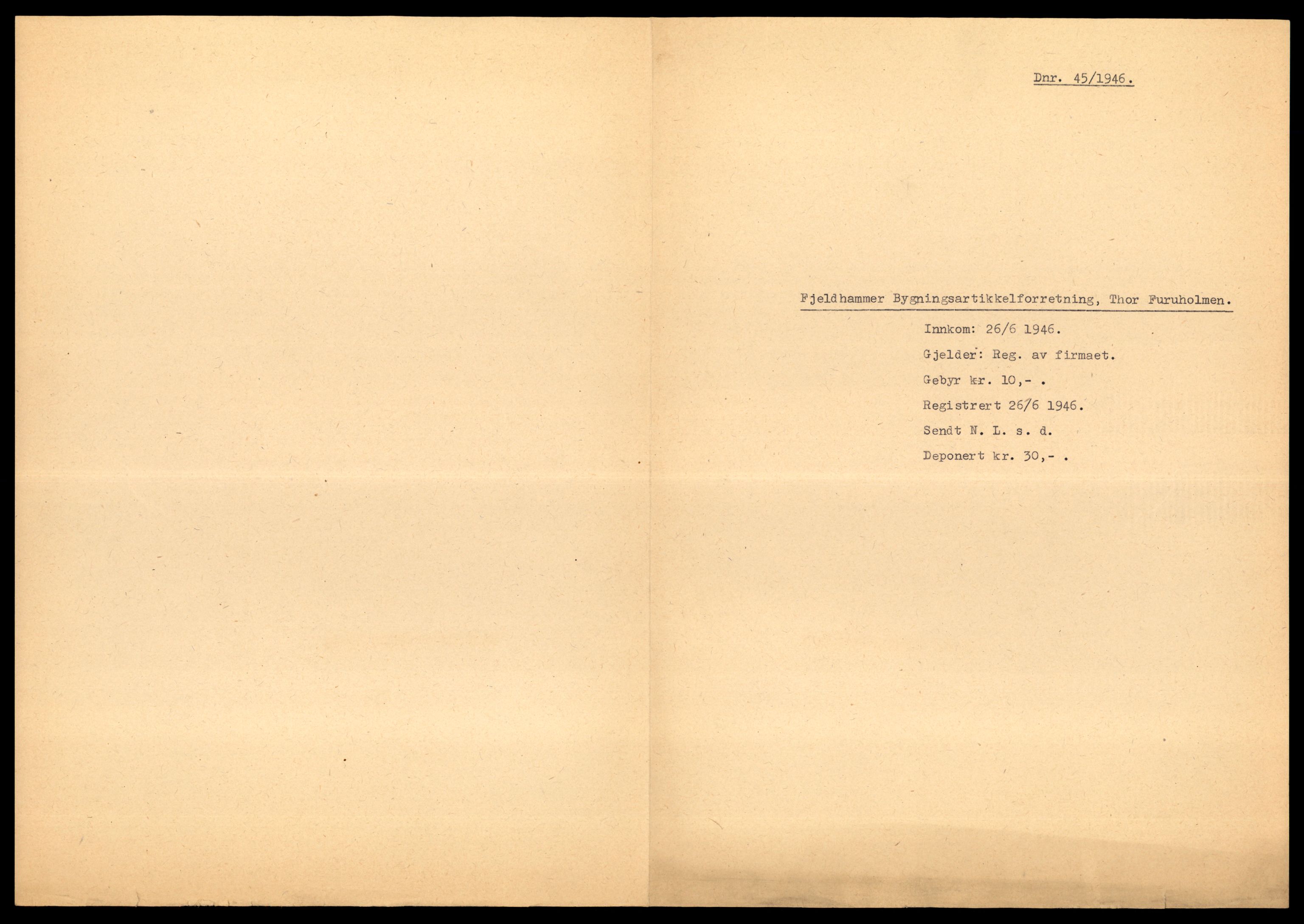 Nedre Romerike sorenskriveri, AV/SAT-A-10469/K/Kd/Kdb/L0003: Firmaanmeldelser 45/1946 - 51/1949, 1946-1949