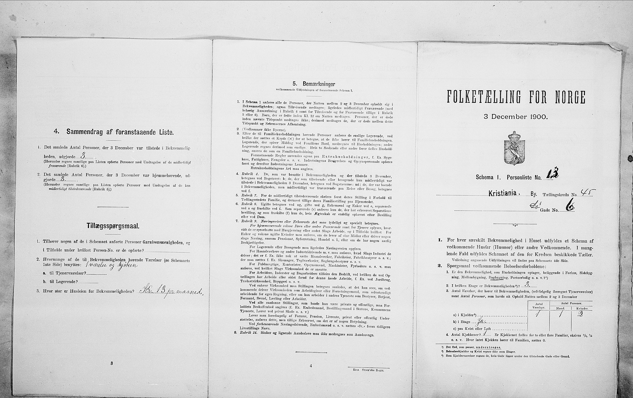 SAO, Folketelling 1900 for 0301 Kristiania kjøpstad, 1900, s. 95088