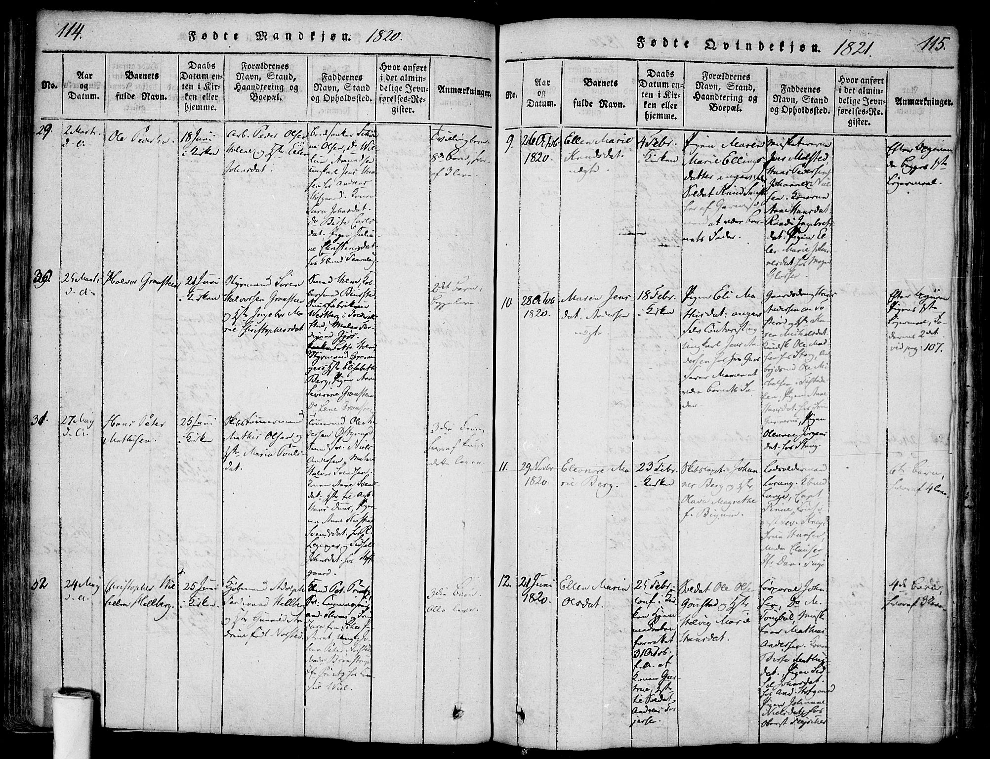 Halden prestekontor Kirkebøker, AV/SAO-A-10909/F/Fa/L0003: Ministerialbok nr. I 3, 1815-1834, s. 114-115
