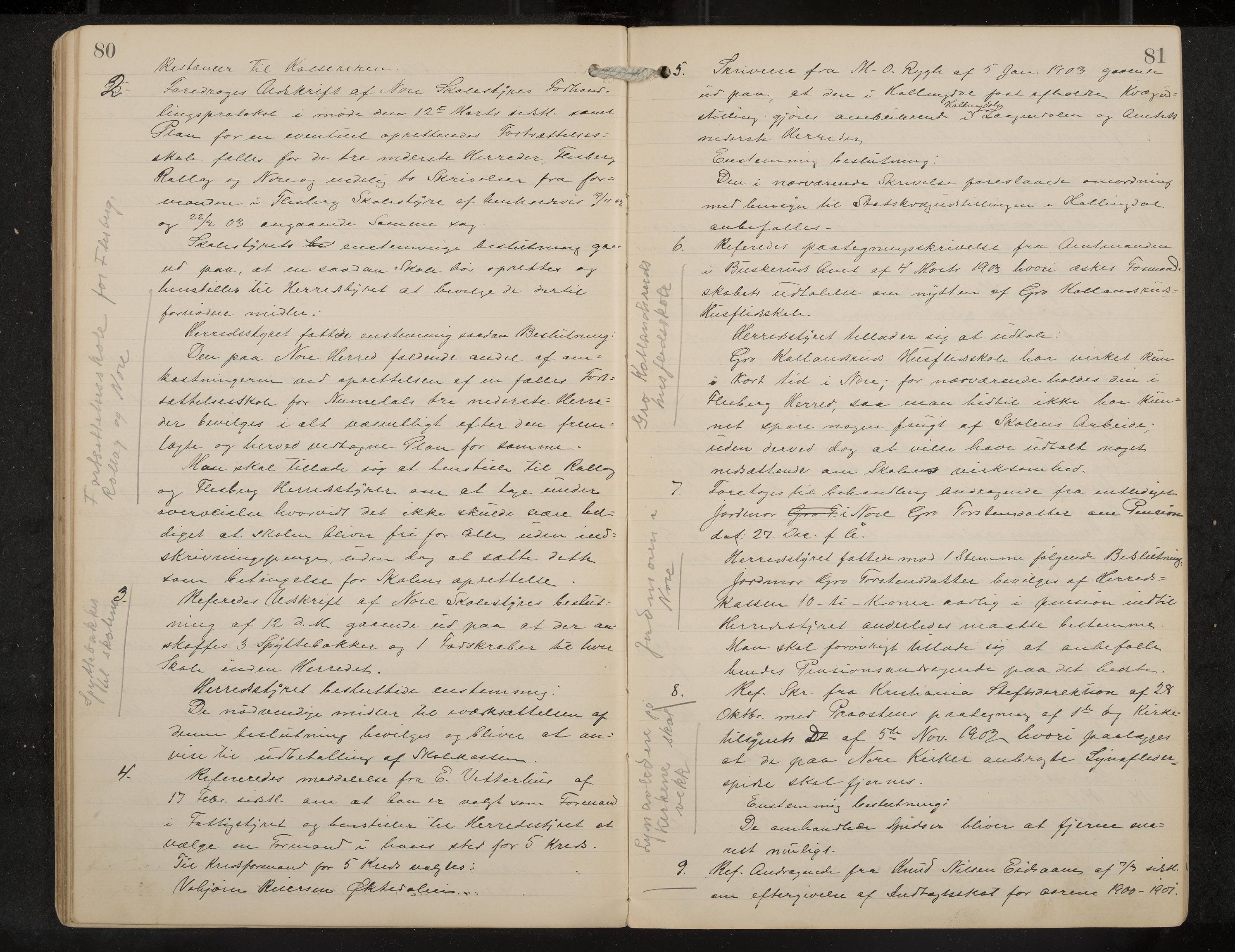 Nore formannskap og sentraladministrasjon, IKAK/0633021-2/A/Aa/L0001: Møtebok, 1901-1911, s. 80-81