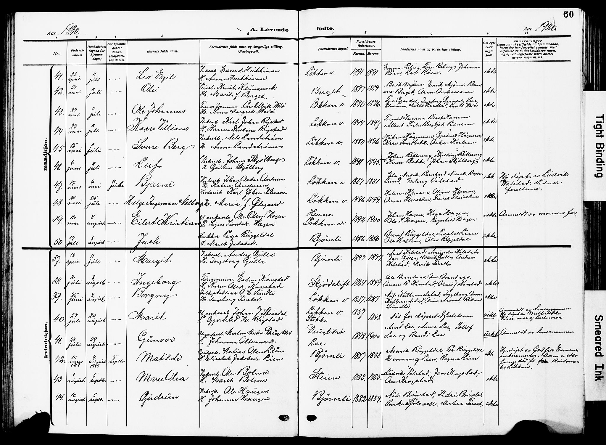 Ministerialprotokoller, klokkerbøker og fødselsregistre - Sør-Trøndelag, AV/SAT-A-1456/672/L0865: Klokkerbok nr. 672C04, 1914-1928, s. 60