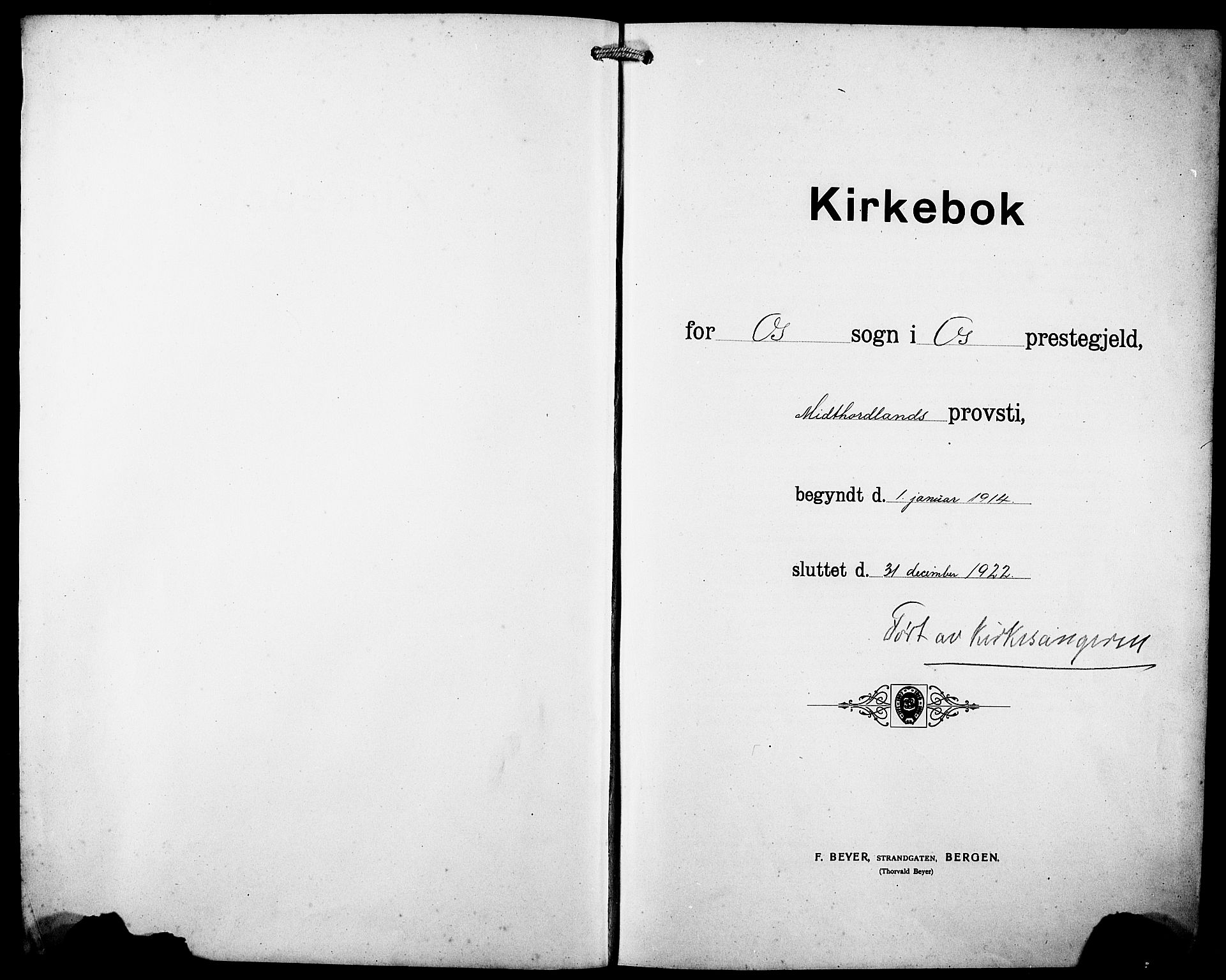 Os sokneprestembete, SAB/A-99929: Klokkerbok nr. A 4, 1914-1923