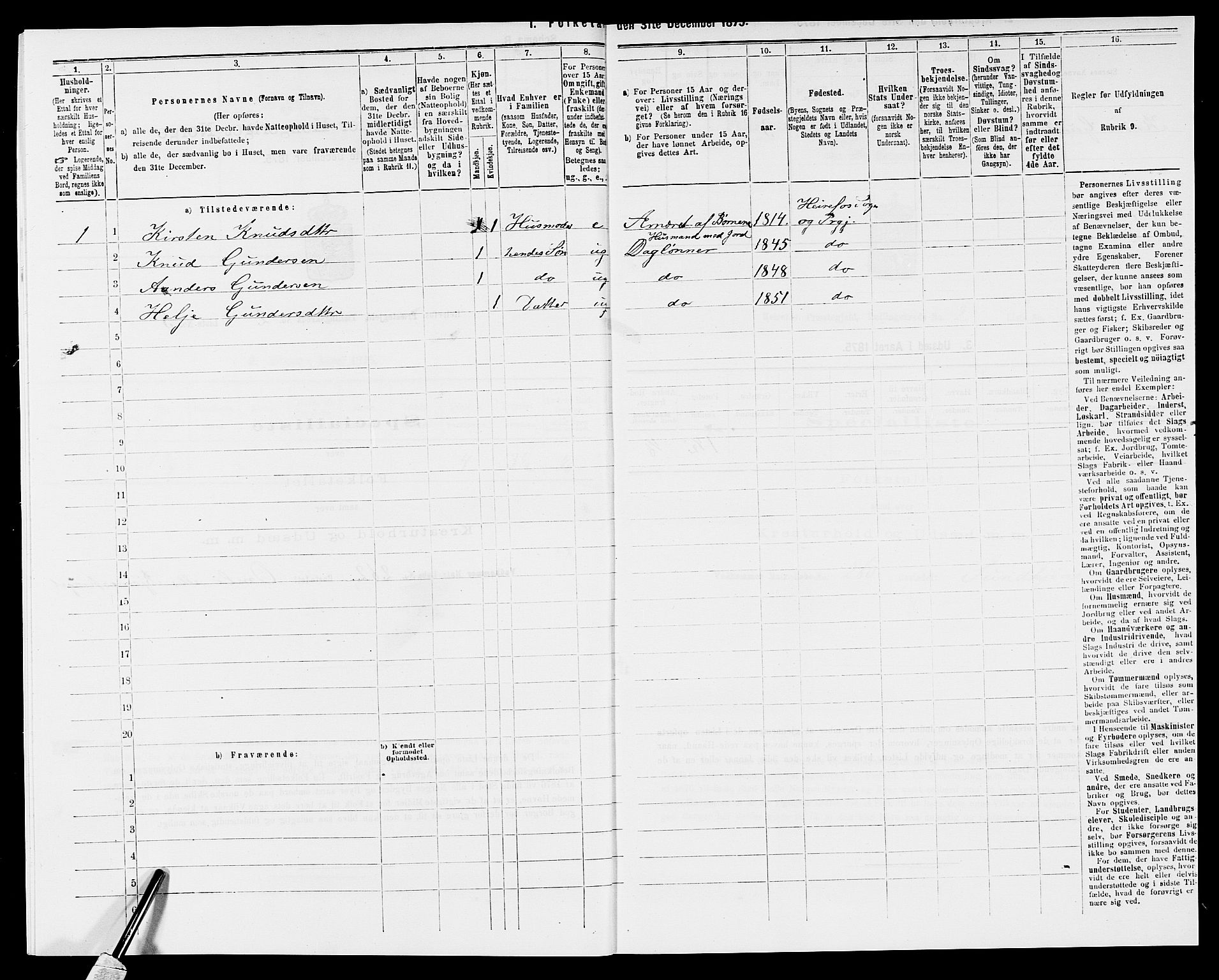 SAK, Folketelling 1875 for 0933P Herefoss prestegjeld, 1875, s. 118