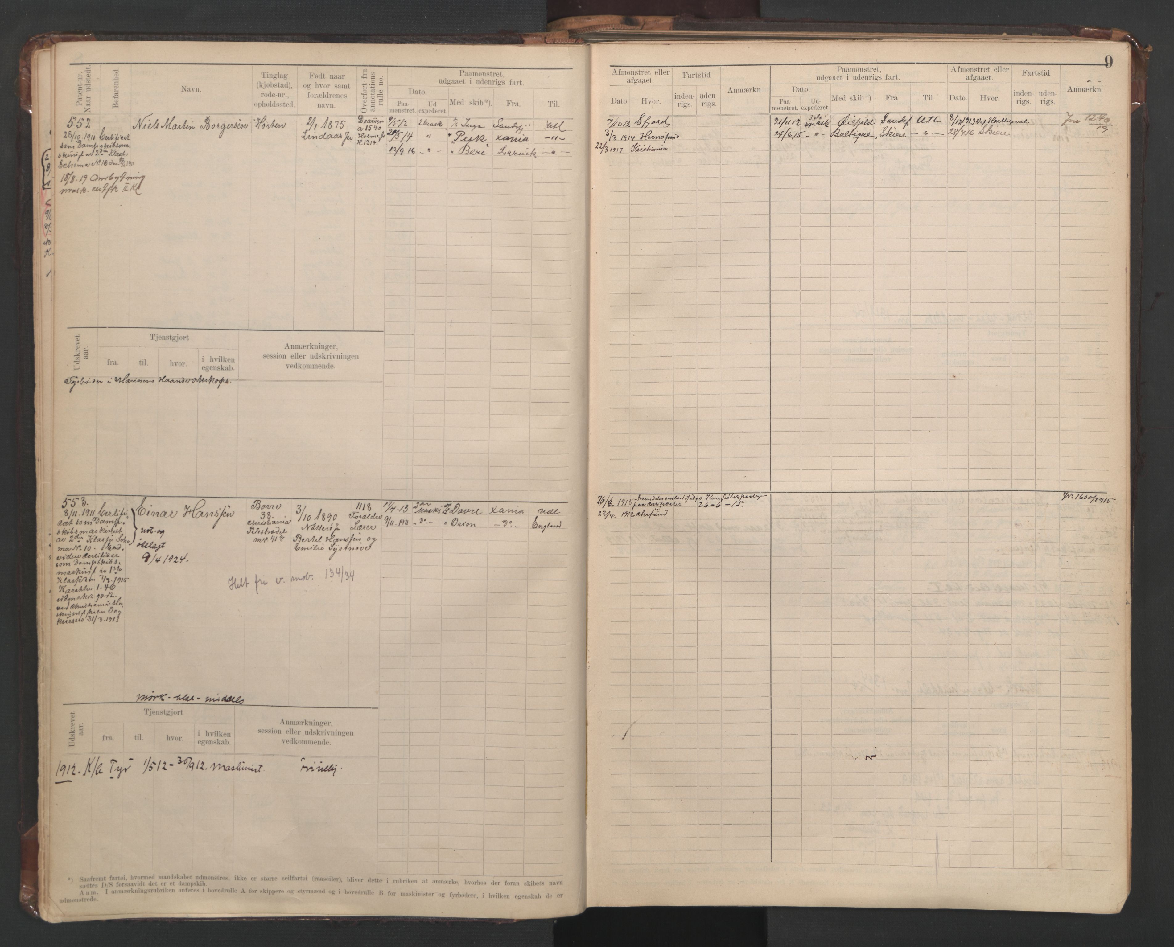 Horten innrulleringskontor, AV/SAKO-A-785/F/Fe/L0008: Maskinist, fyrbøterrulle, 1911-1948, s. 9