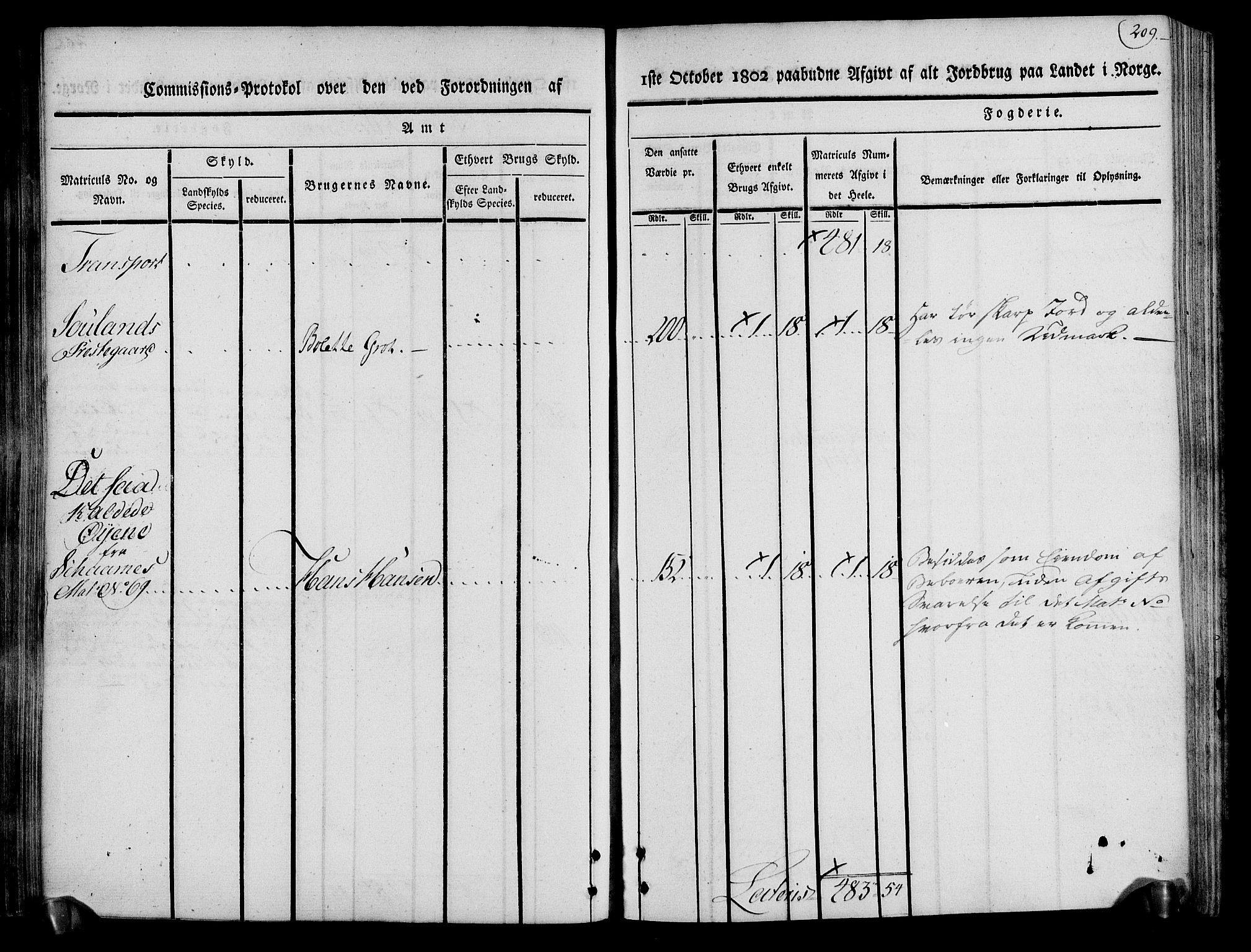 Rentekammeret inntil 1814, Realistisk ordnet avdeling, RA/EA-4070/N/Ne/Nea/L0074: Øvre Telemarken fogderi. Kommisjonsprotokoll for fogderiets østre del - Tinn, Hjartdal og Seljord prestegjeld., 1803, s. 209