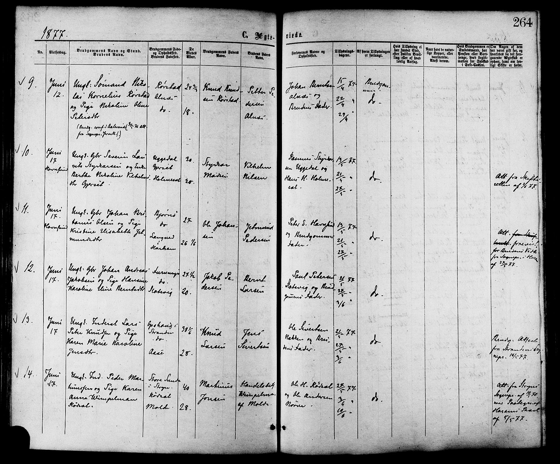 Ministerialprotokoller, klokkerbøker og fødselsregistre - Møre og Romsdal, AV/SAT-A-1454/528/L0399: Ministerialbok nr. 528A10, 1864-1879, s. 264