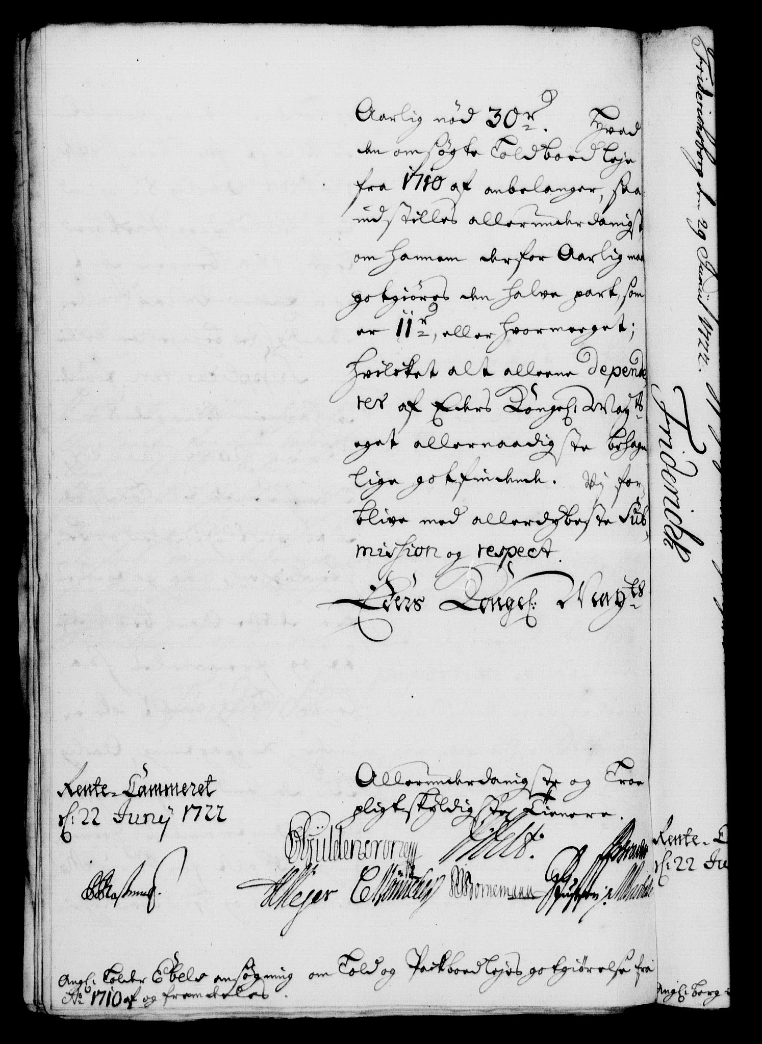 Rentekammeret, Kammerkanselliet, RA/EA-3111/G/Gf/Gfa/L0005: Norsk relasjons- og resolusjonsprotokoll (merket RK 52.5), 1722, s. 405