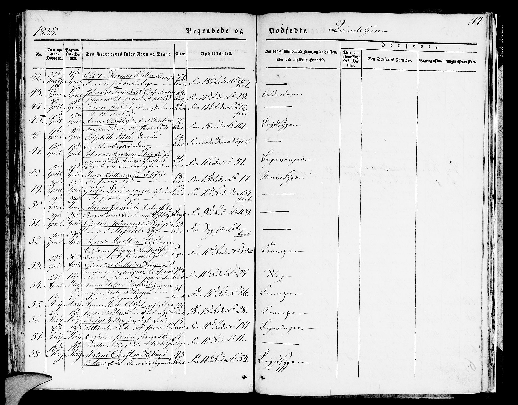 Domkirken sokneprestembete, AV/SAB-A-74801/H/Hab/L0007: Klokkerbok nr. A 7, 1832-1836, s. 114