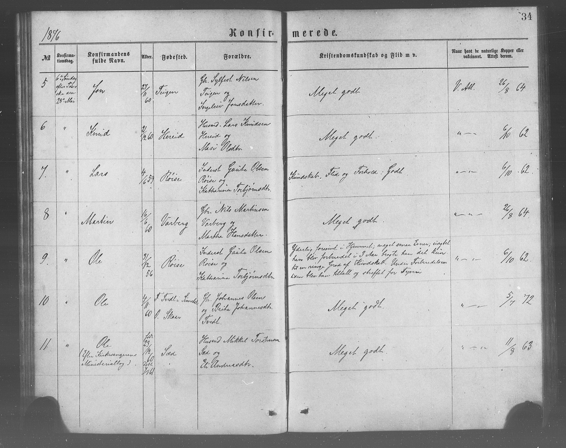 Ulvik sokneprestembete, AV/SAB-A-78801/H/Haa: Ministerialbok nr. A 17, 1873-1891, s. 34