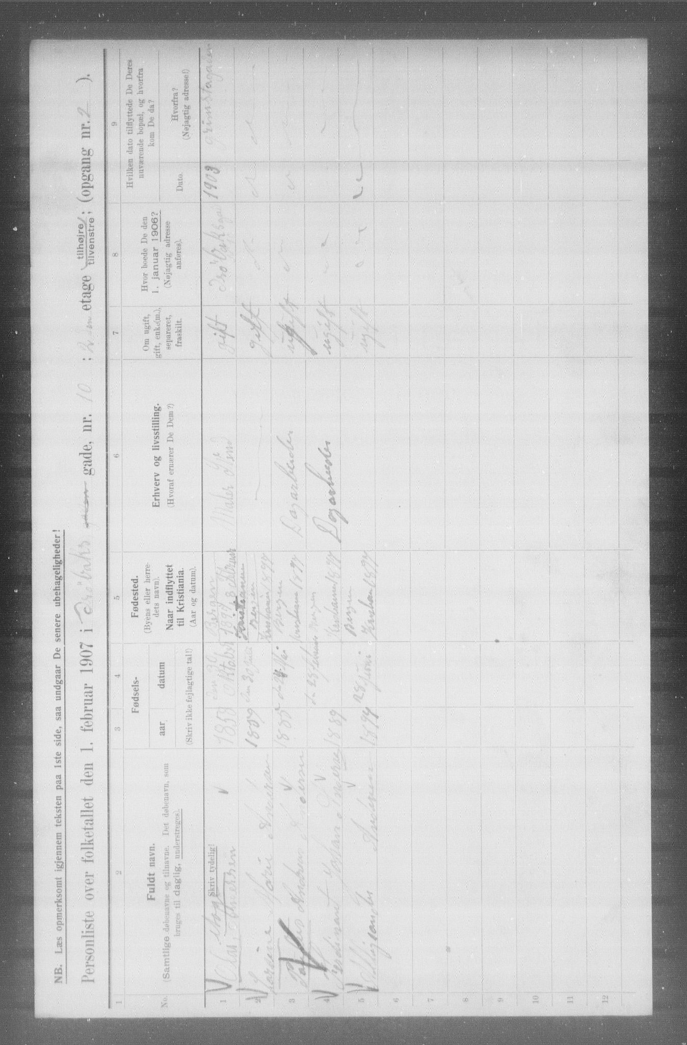OBA, Kommunal folketelling 1.2.1907 for Kristiania kjøpstad, 1907, s. 8878