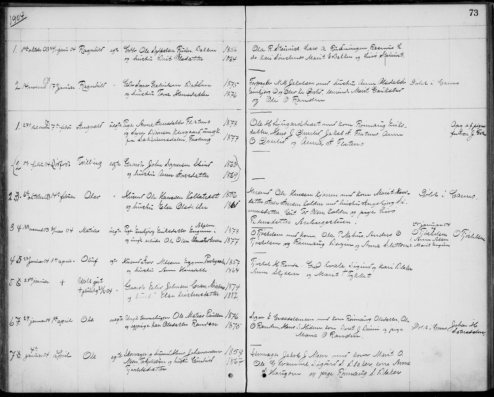Lom prestekontor, AV/SAH-PREST-070/L/L0013: Klokkerbok nr. 13, 1874-1938, s. 73