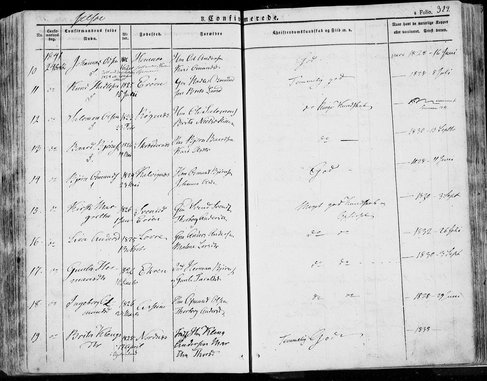 Jelsa sokneprestkontor, AV/SAST-A-101842/01/IV: Ministerialbok nr. A 6.1, 1828-1853, s. 324