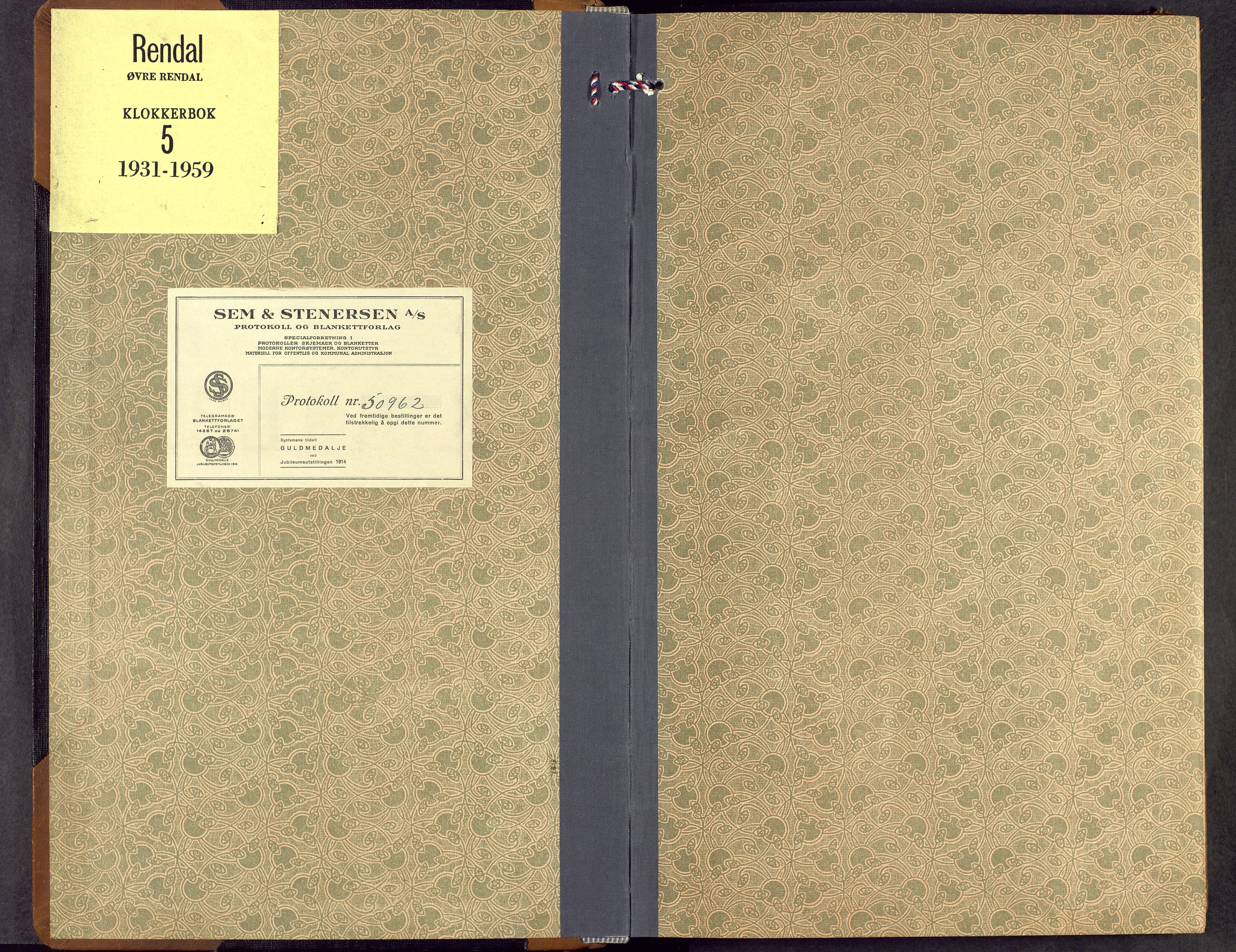 Rendalen prestekontor, SAH/PREST-054/H/Ha/Hab/L0005: Klokkerbok nr. 5, 1931-1959