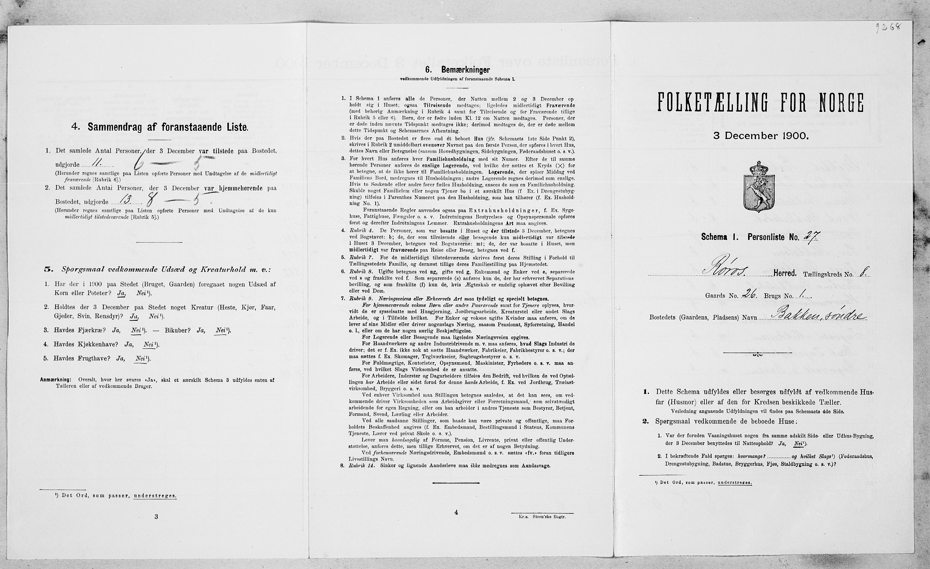 SAT, Folketelling 1900 for 1640 Røros herred, 1900, s. 950