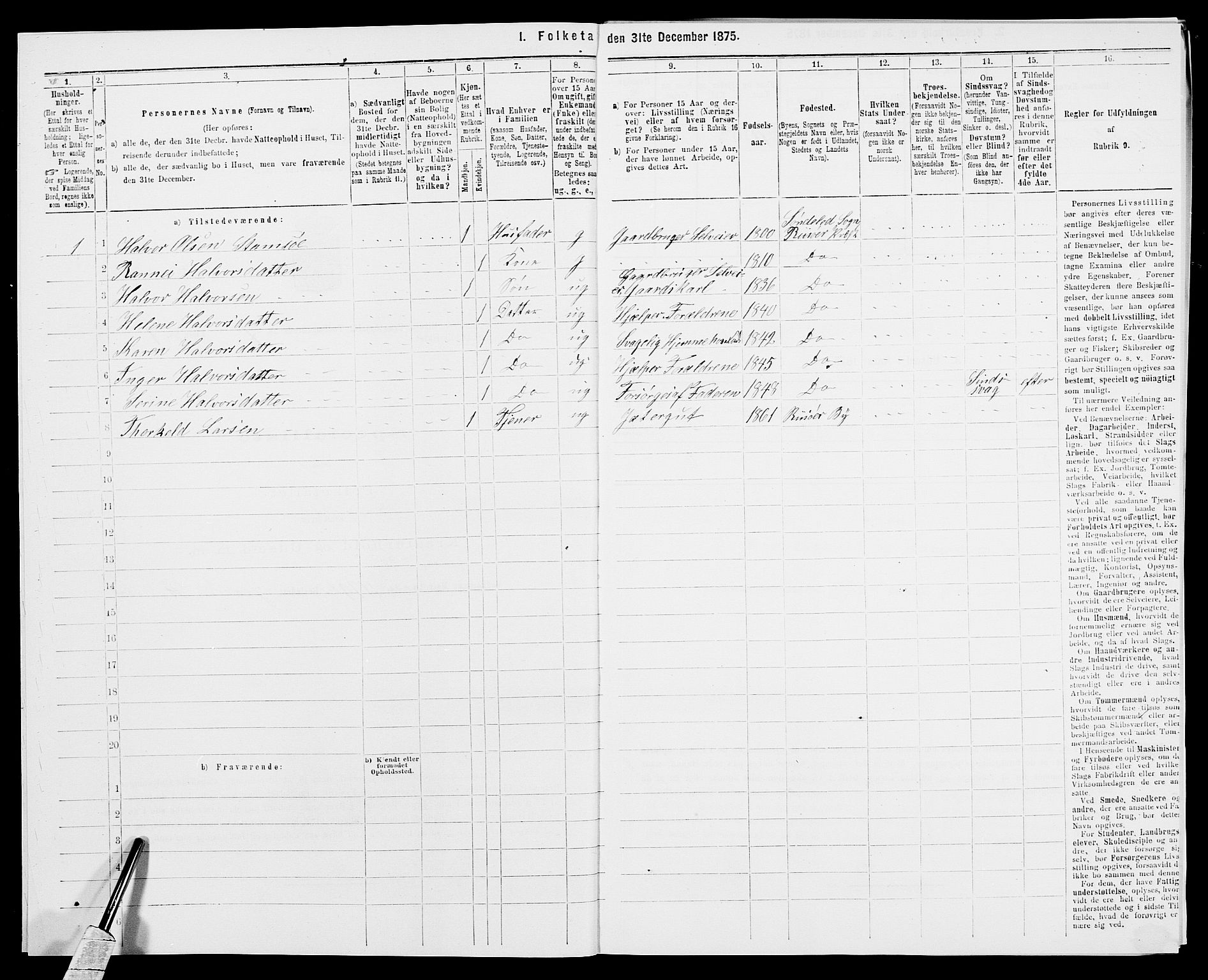 SAK, Folketelling 1875 for 0913L Risør prestegjeld, Søndeled sokn, 1875, s. 1037