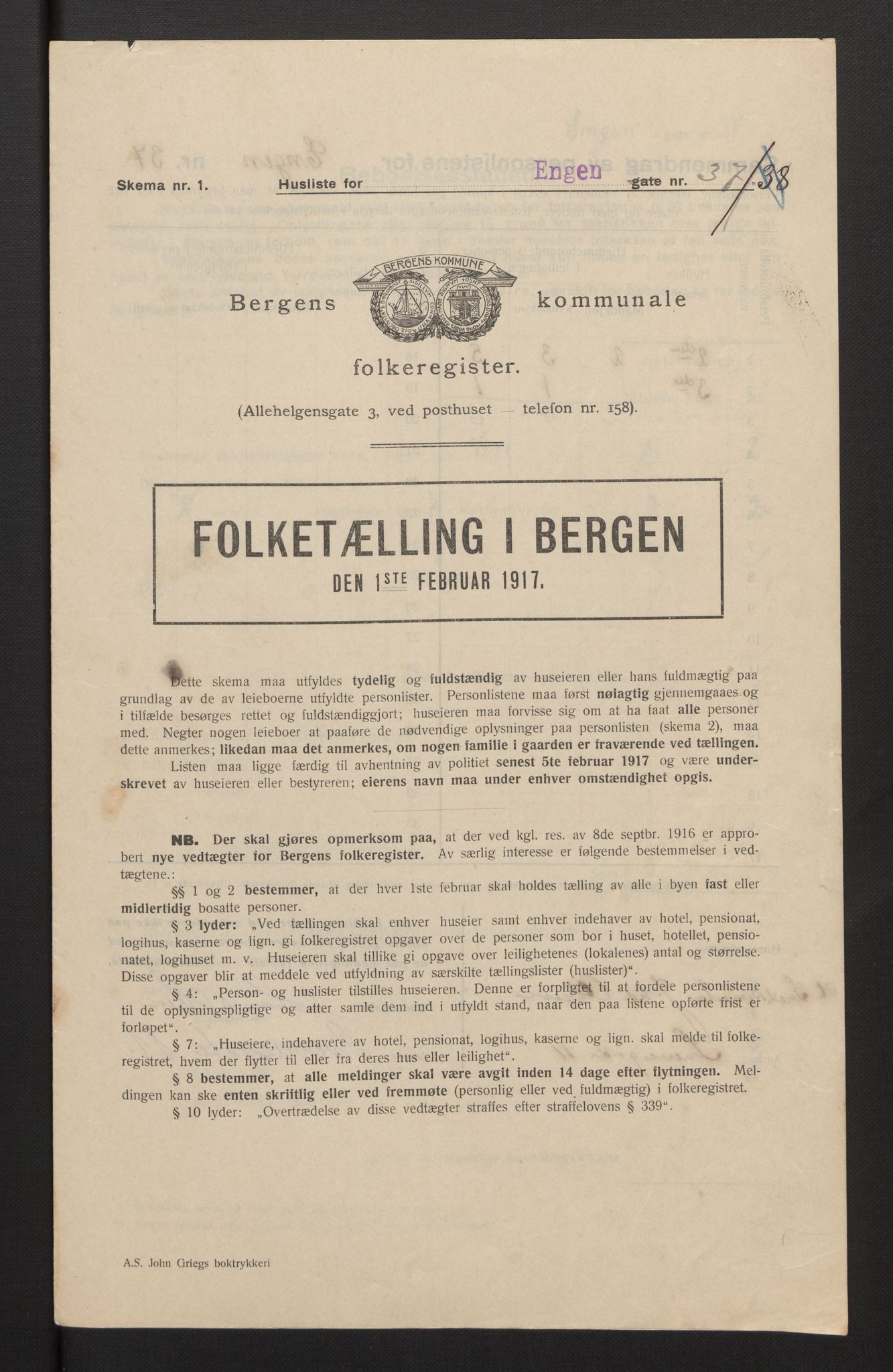 SAB, Kommunal folketelling 1917 for Bergen kjøpstad, 1917, s. 6789