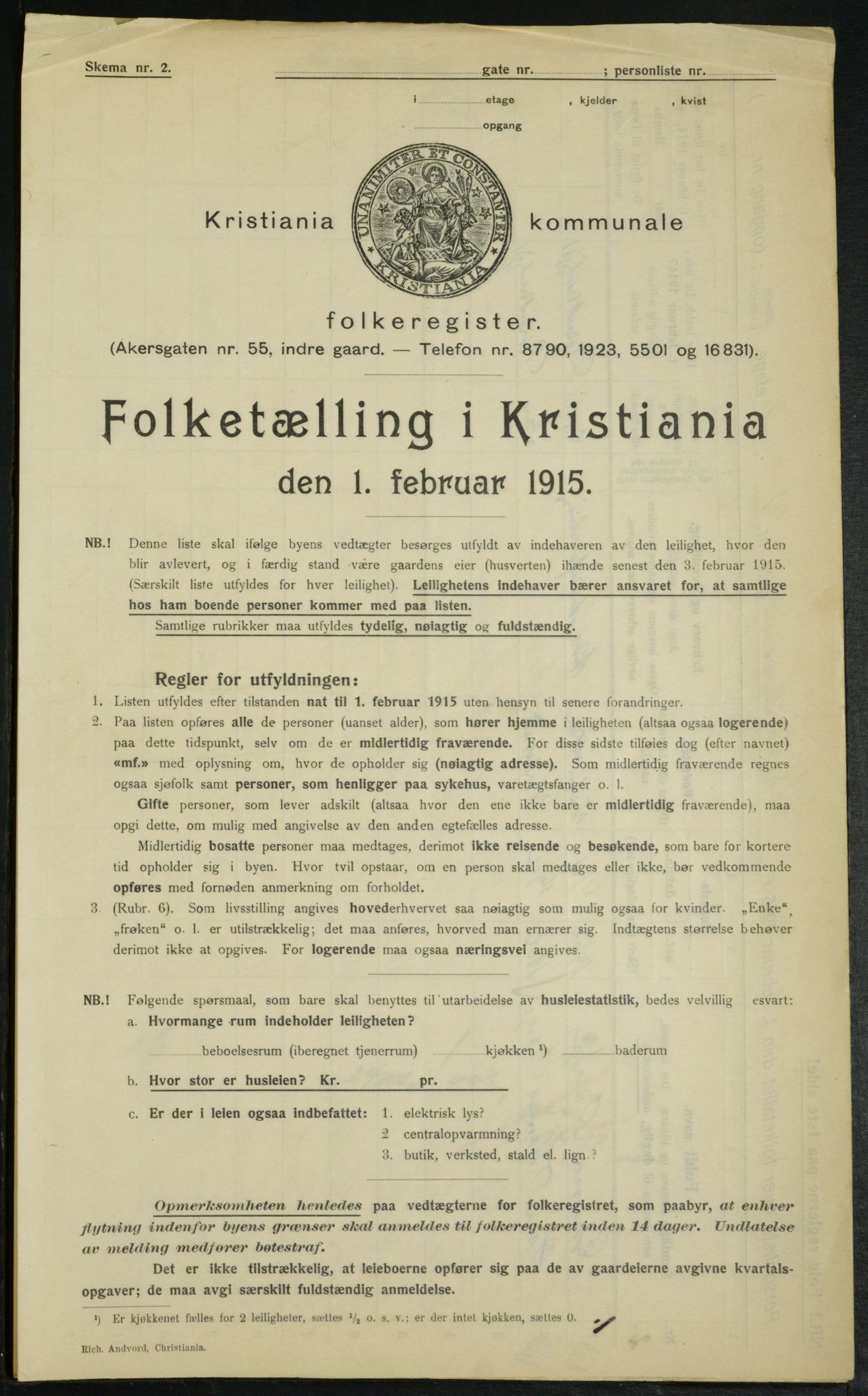 OBA, Kommunal folketelling 1.2.1915 for Kristiania, 1915, s. 83498