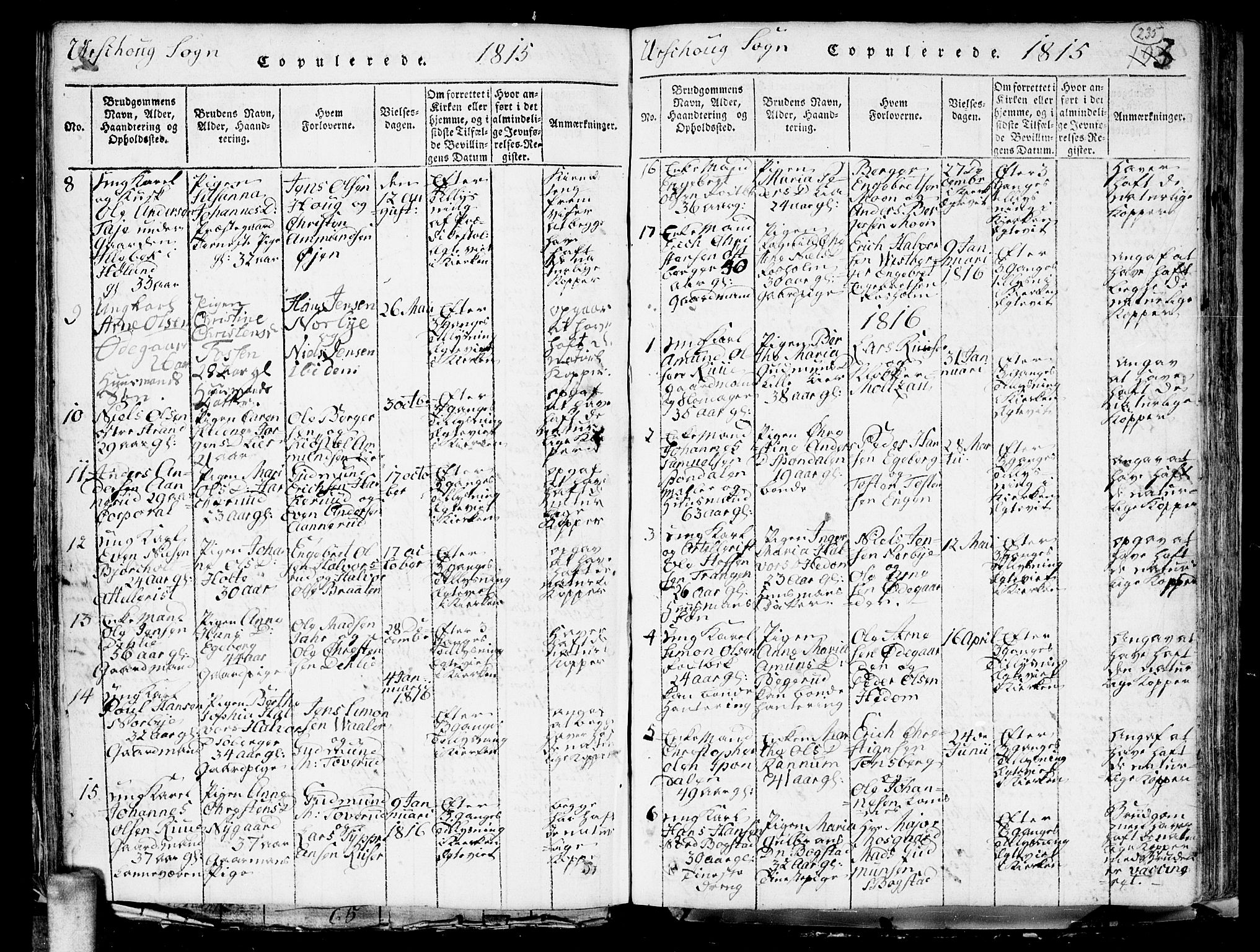 Aurskog prestekontor Kirkebøker, AV/SAO-A-10304a/G/Ga/L0001: Klokkerbok nr. I 1, 1814-1829, s. 235