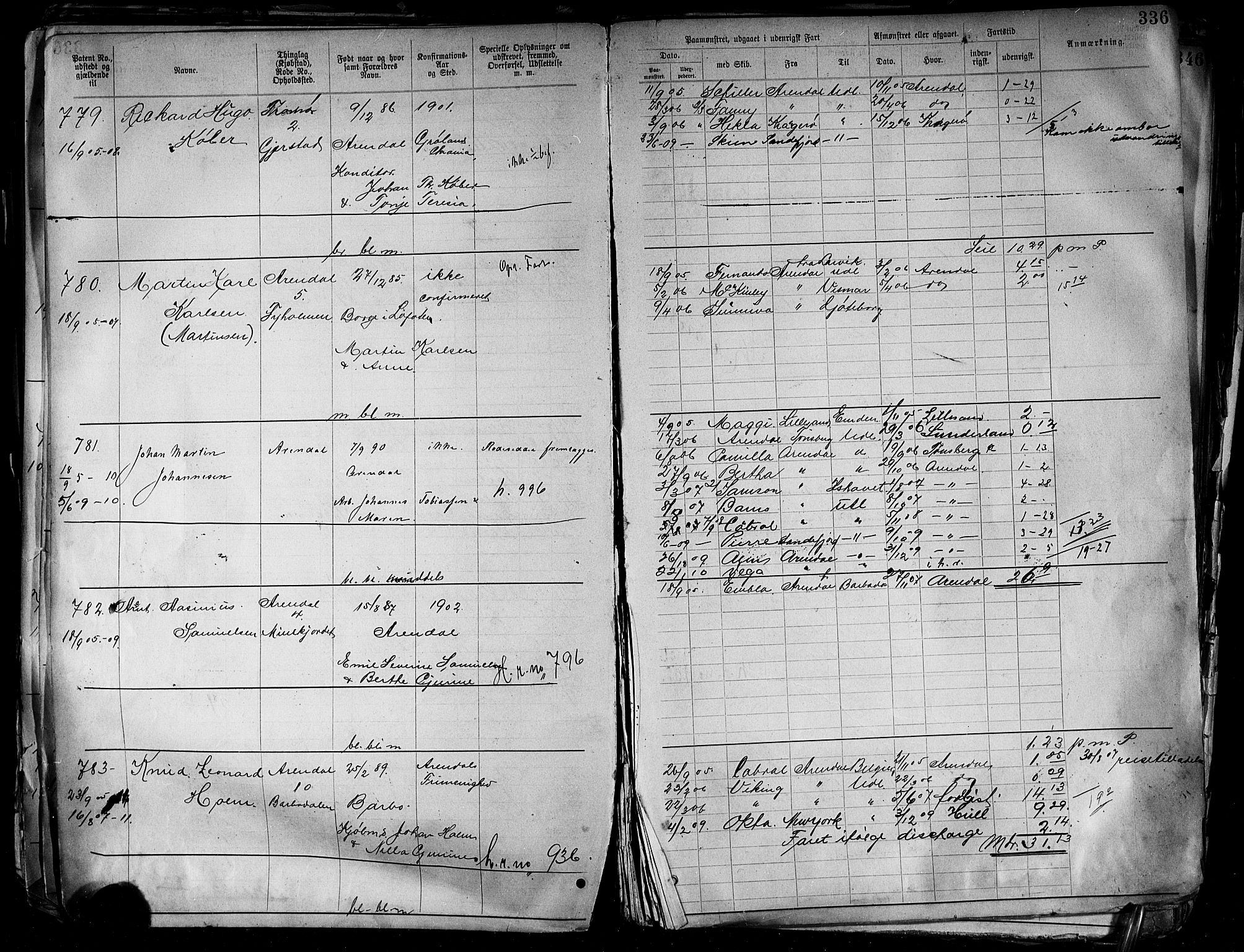 Arendal mønstringskrets, AV/SAK-2031-0012/F/Fa/L0004: Annotasjonsrulle nr 3828-4715 og nr 1-1296, S-4, 1892-1918, s. 347