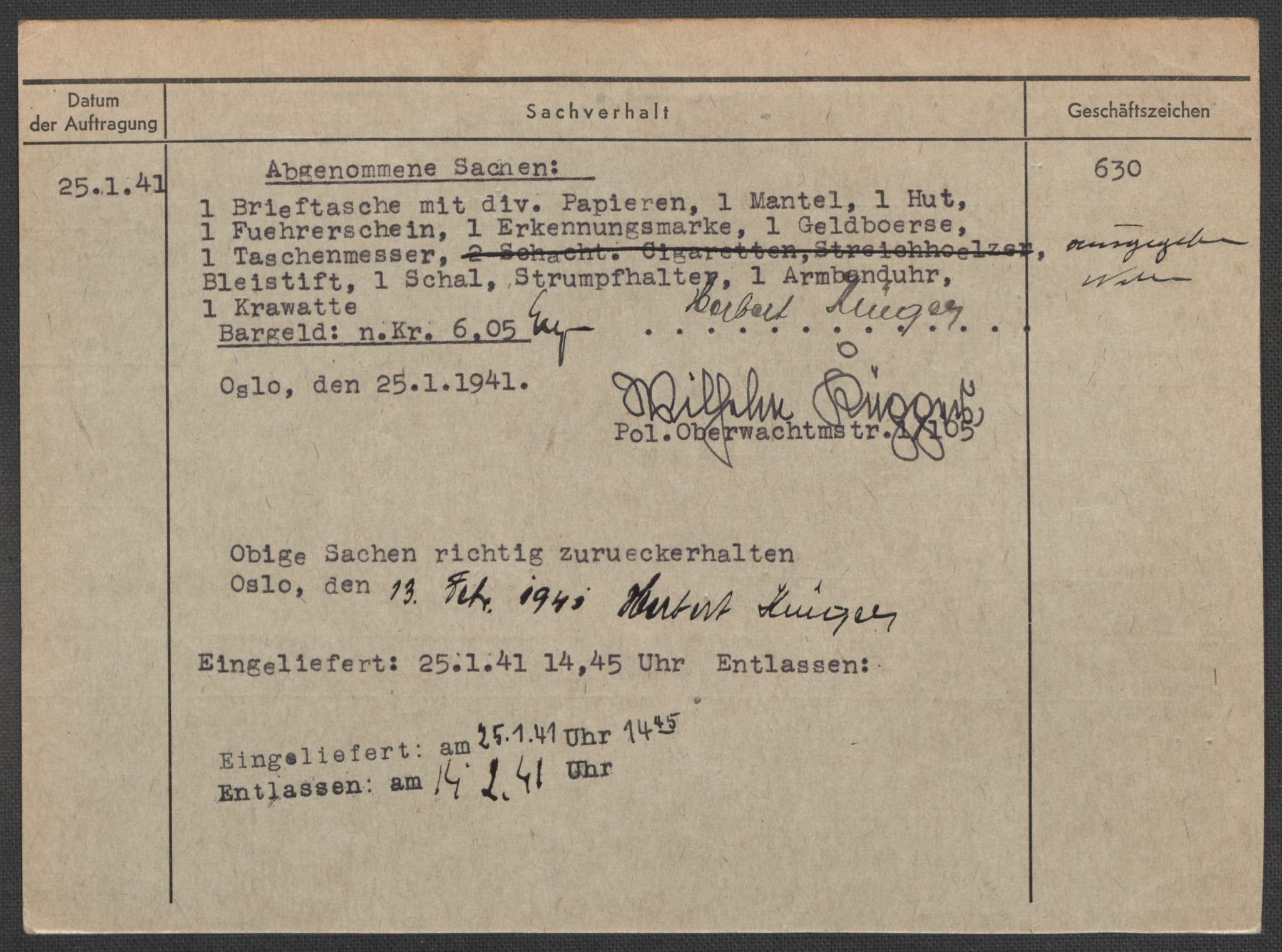 Befehlshaber der Sicherheitspolizei und des SD, RA/RAFA-5969/E/Ea/Eaa/L0006: Register over norske fanger i Møllergata 19: Kj-Lund, 1940-1945, s. 515