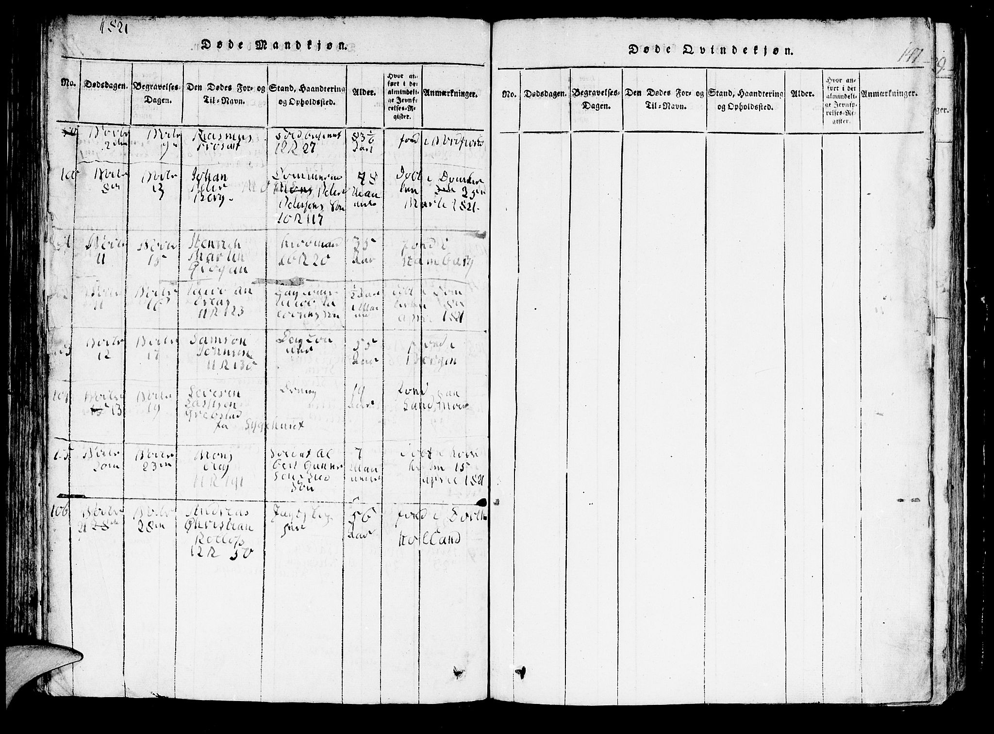 Domkirken sokneprestembete, AV/SAB-A-74801/H/Hab/L0001: Klokkerbok nr. A 1, 1816-1821, s. 147