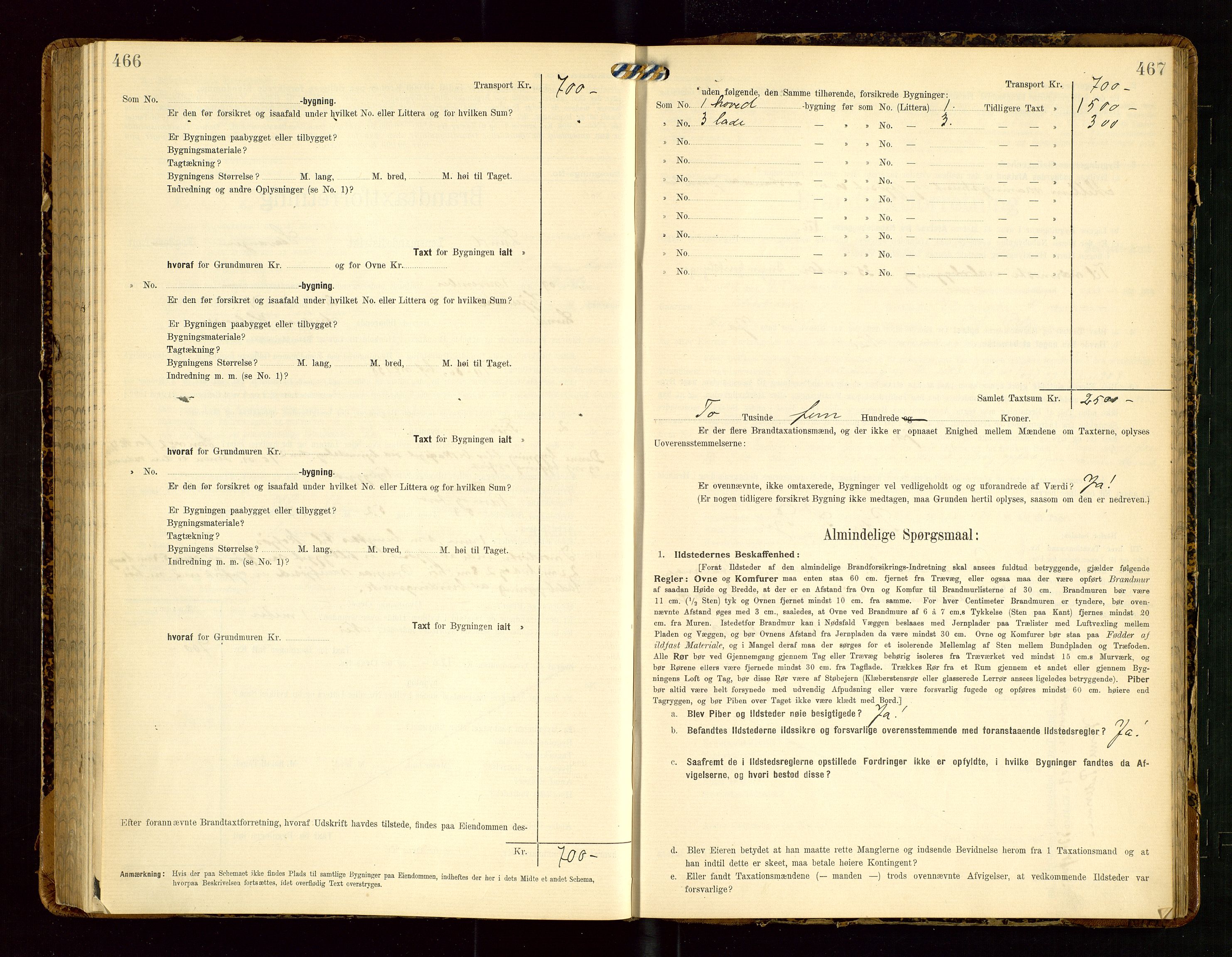 Lund lensmannskontor, SAST/A-100303/Gob/L0002: "Brandtakstprotokol", 1908-1918, s. 466-467