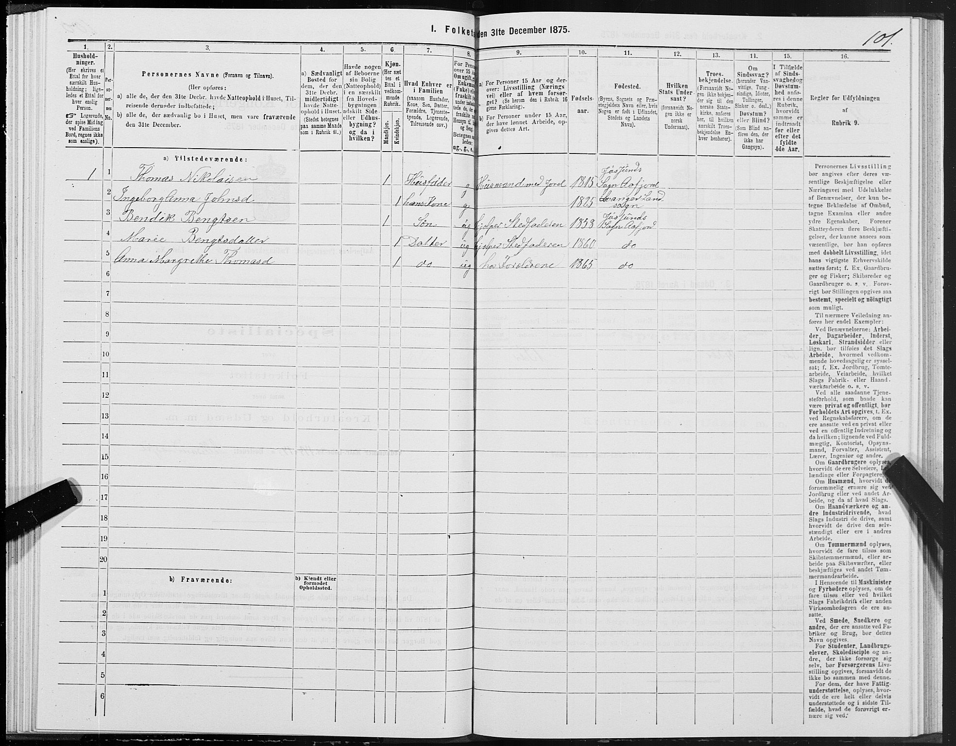 SAT, Folketelling 1875 for 1630P Aafjorden prestegjeld, 1875, s. 3101