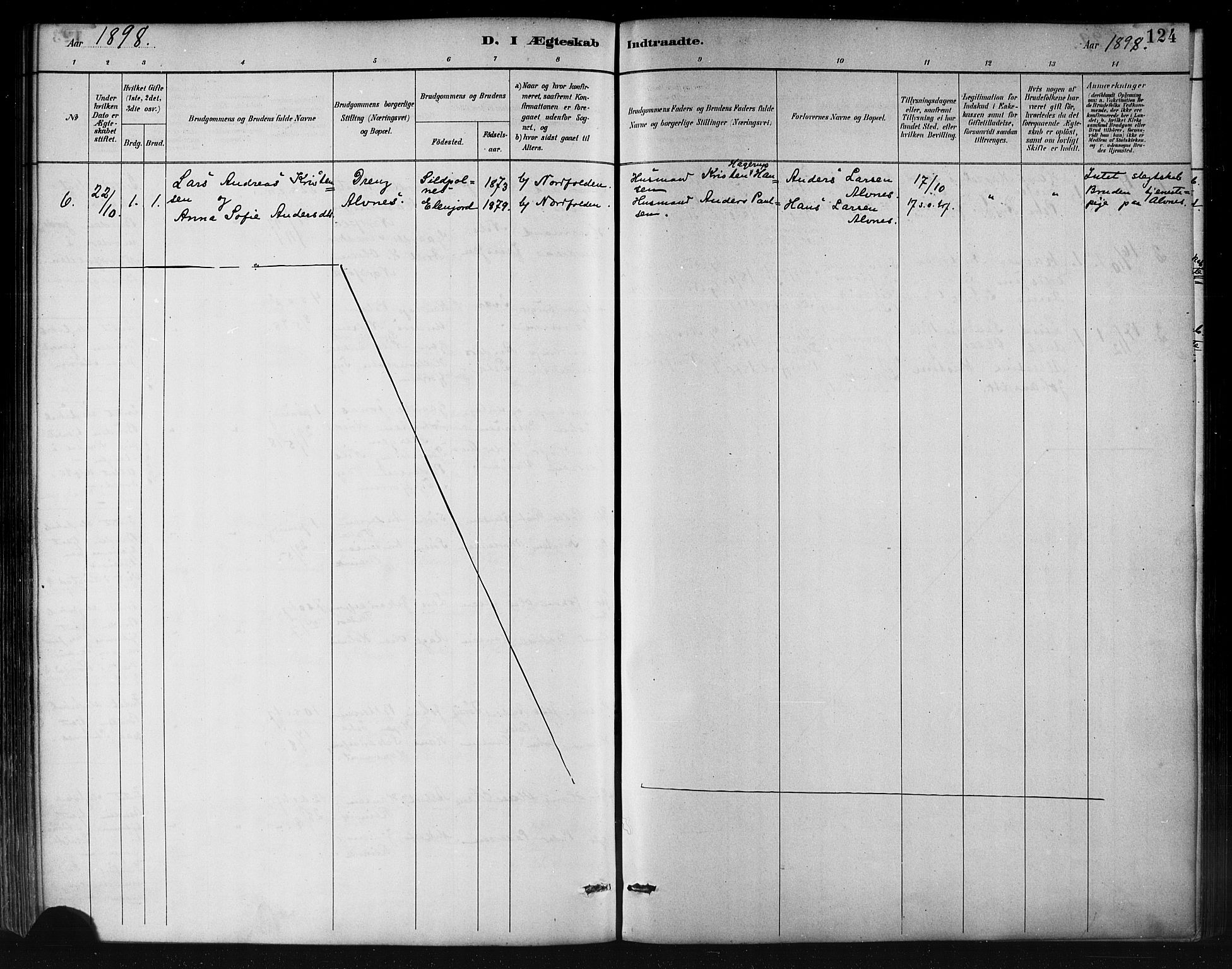 Ministerialprotokoller, klokkerbøker og fødselsregistre - Nordland, AV/SAT-A-1459/858/L0831: Ministerialbok nr. 858A01, 1884-1902, s. 124