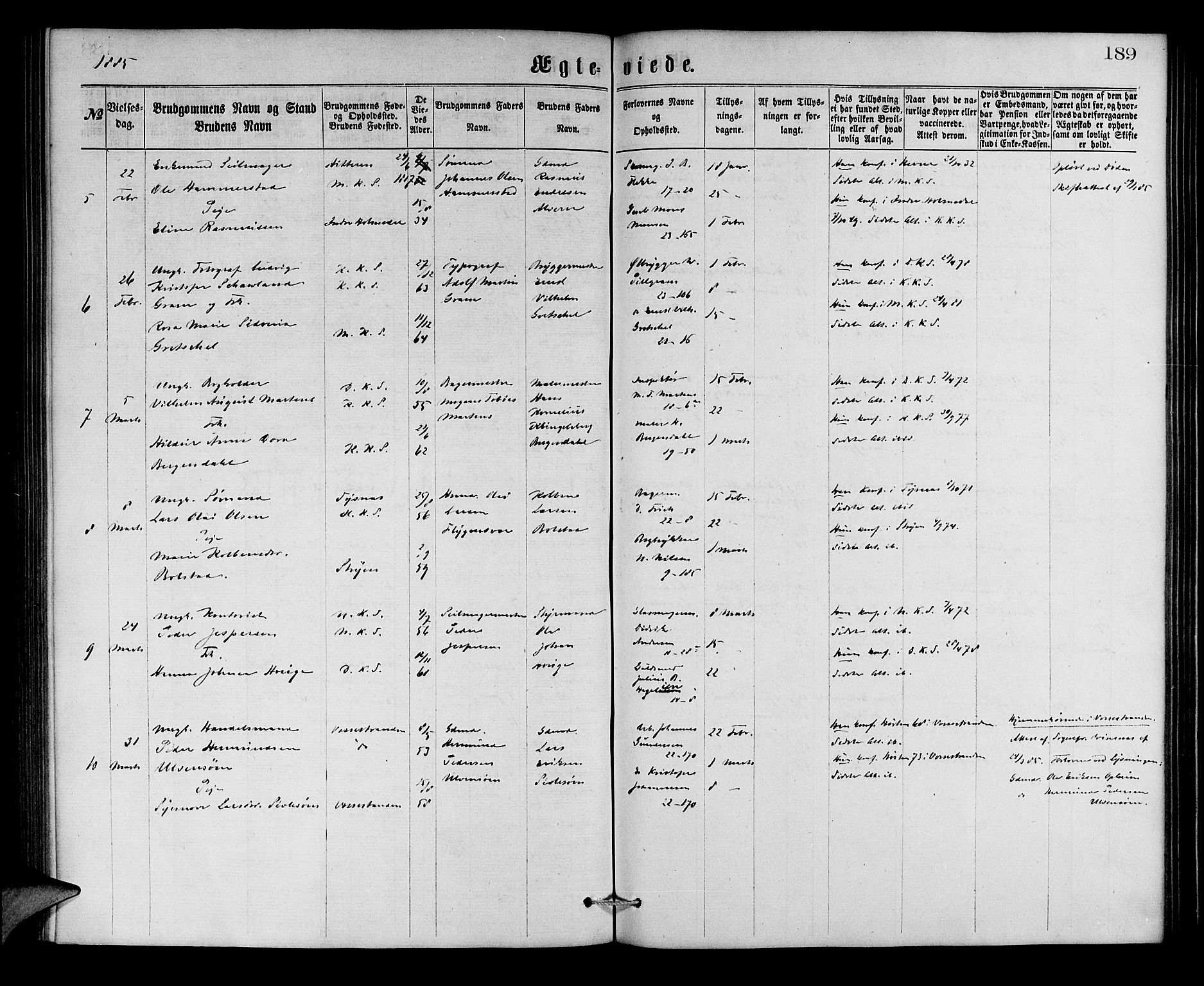 Korskirken sokneprestembete, AV/SAB-A-76101/H/Hab: Klokkerbok nr. D 2, 1867-1886, s. 190